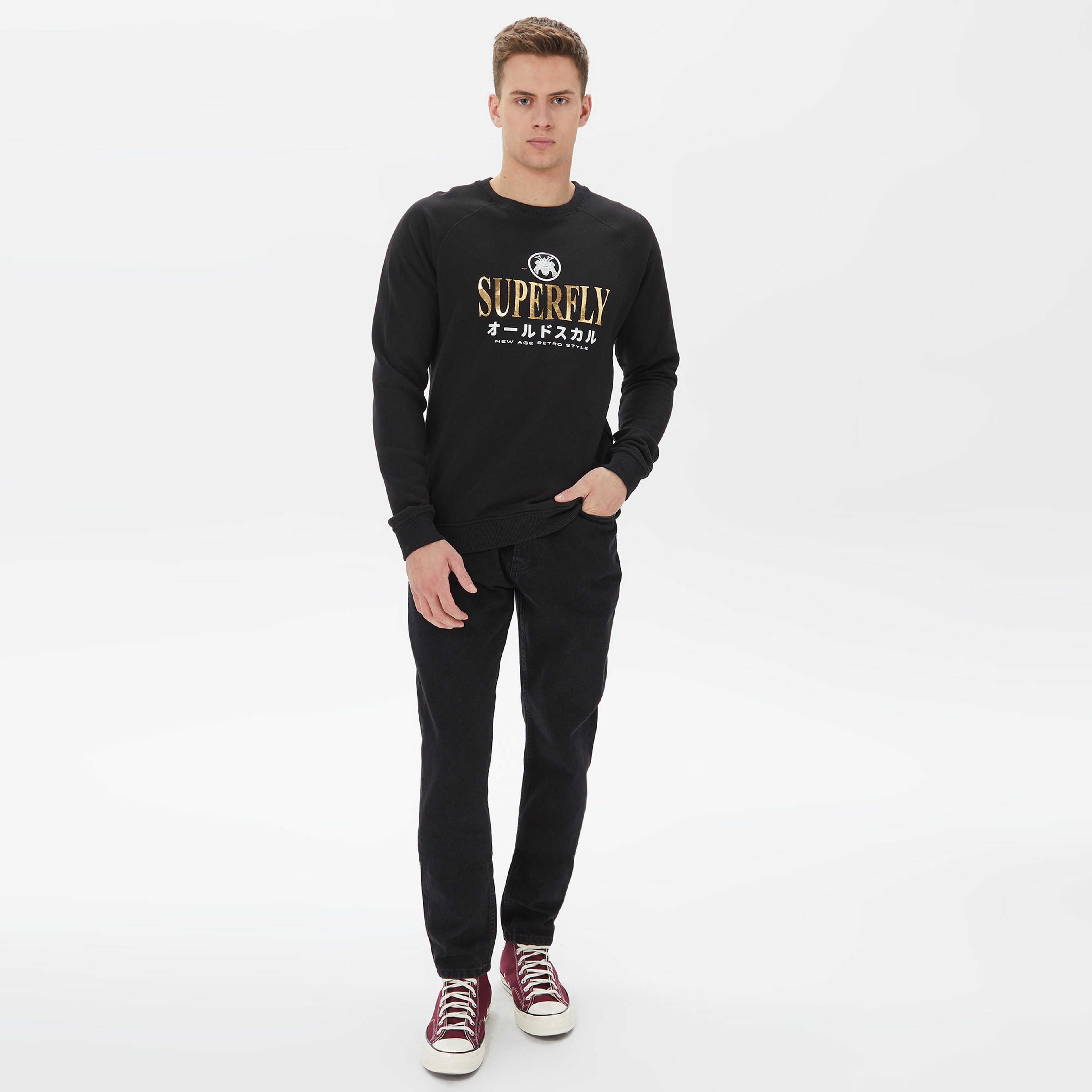 Superfly Erkek Siyah Sweatshirt