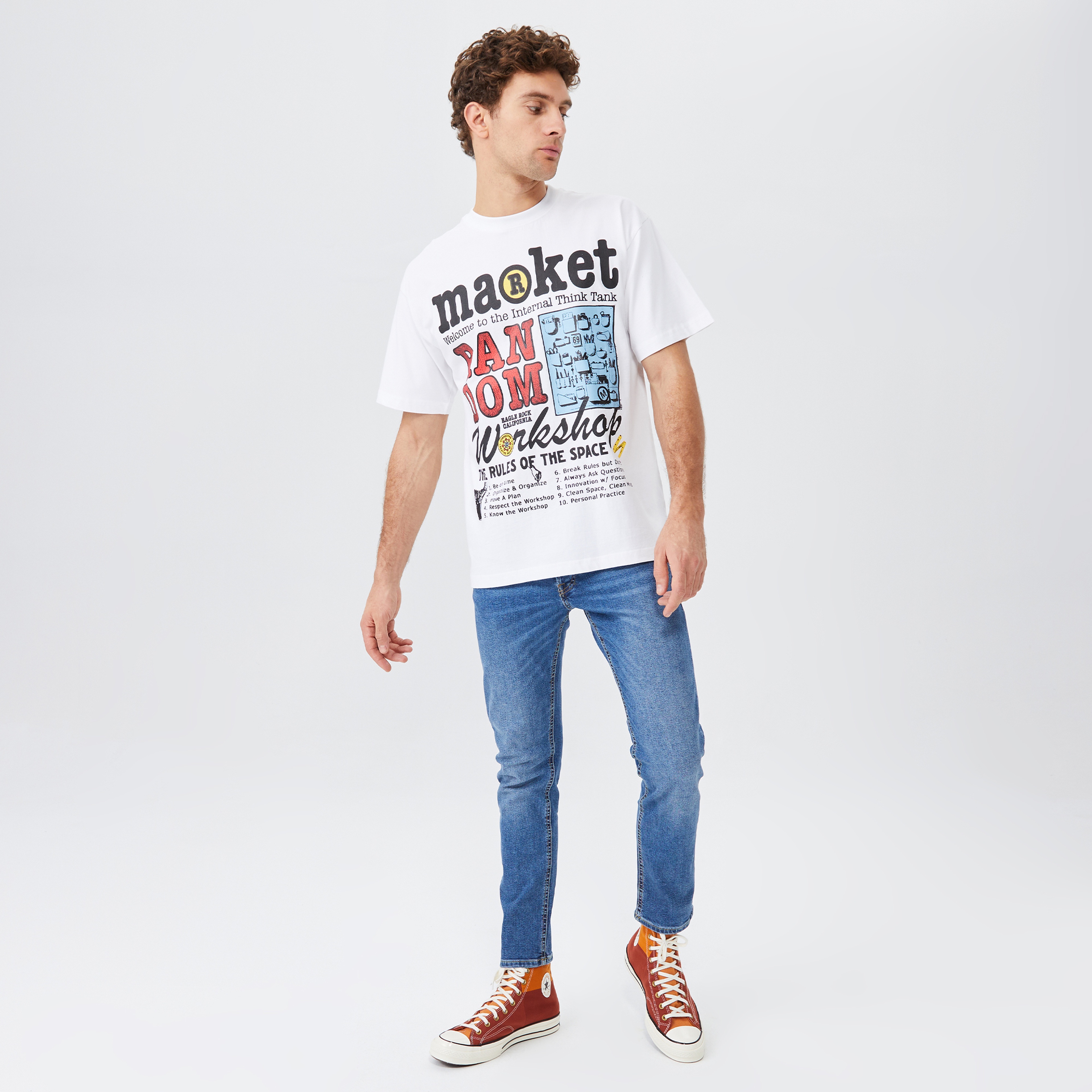 Market Random Workshop Think Erkek Beyaz T-Shirt