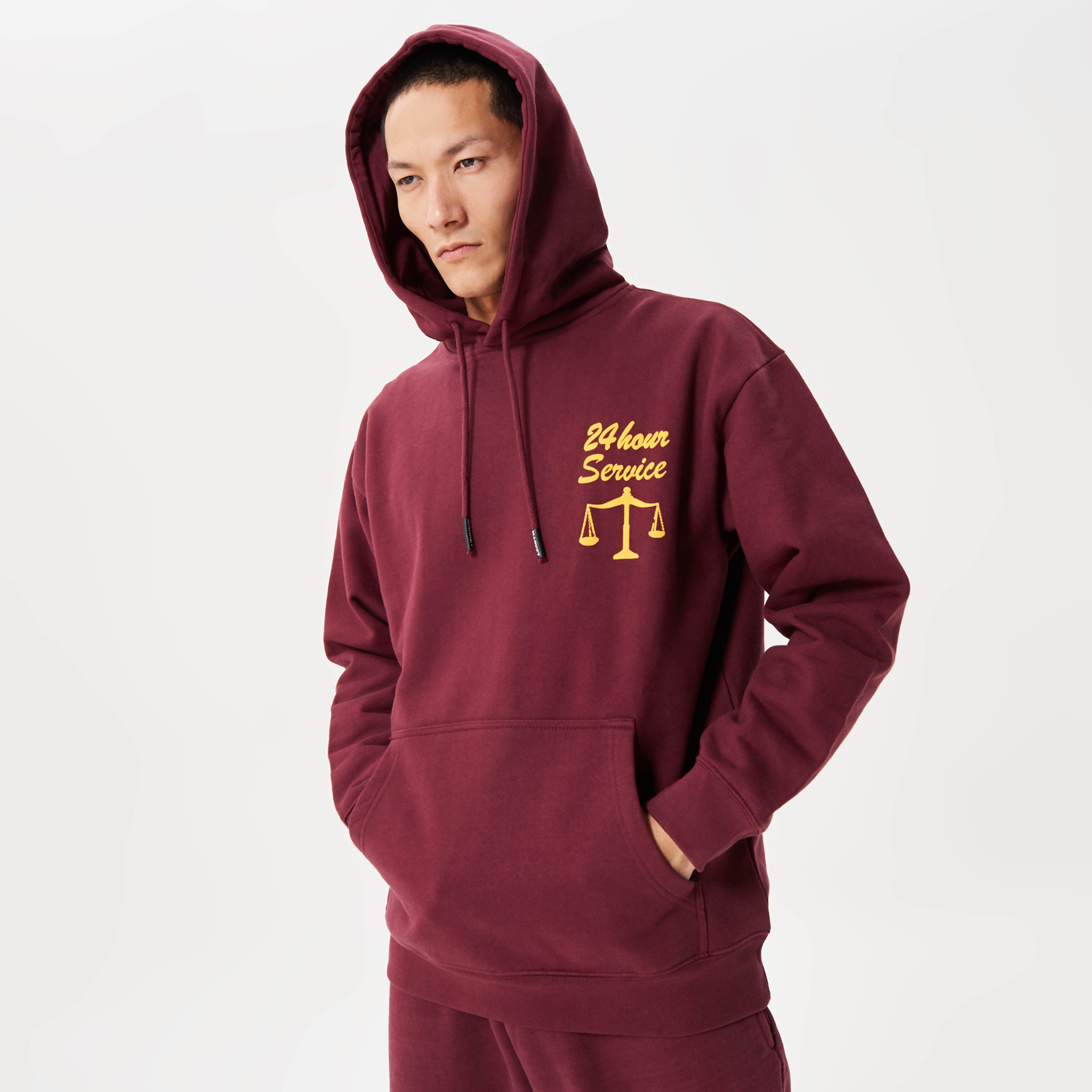 Market 24 Hr Lawyer Service Erkek Bordo Hoodie