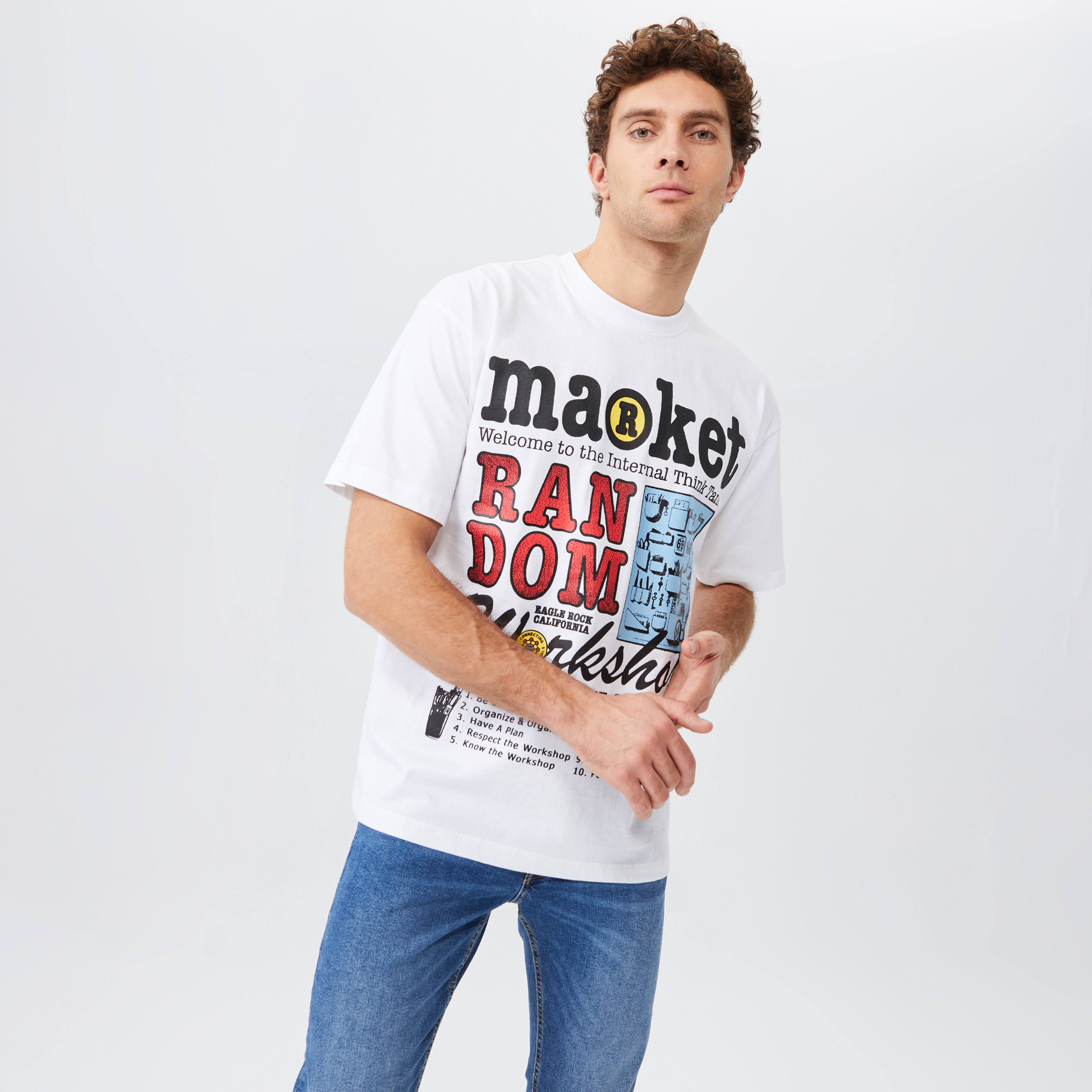 Market Random Workshop Think Erkek Beyaz T-Shirt