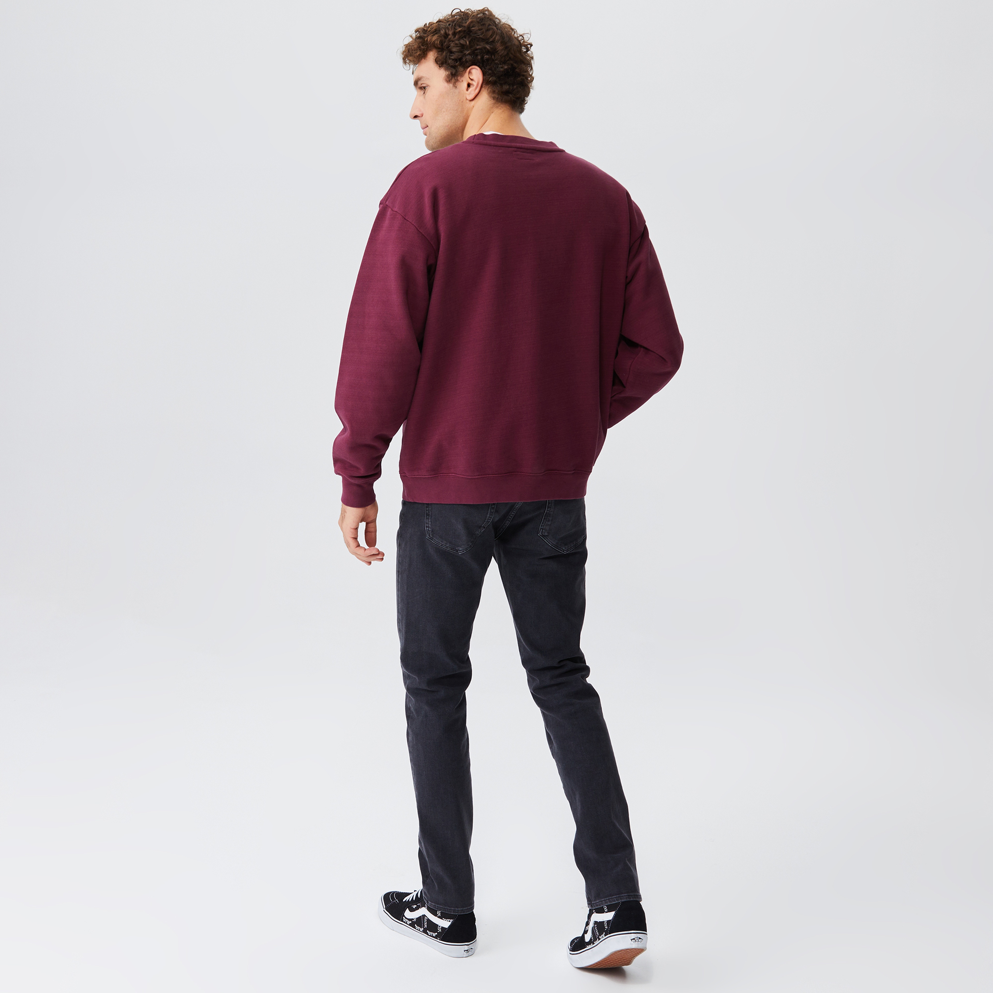Market Vintage Wash Crewneck Erkek Bordo Sweatshirt