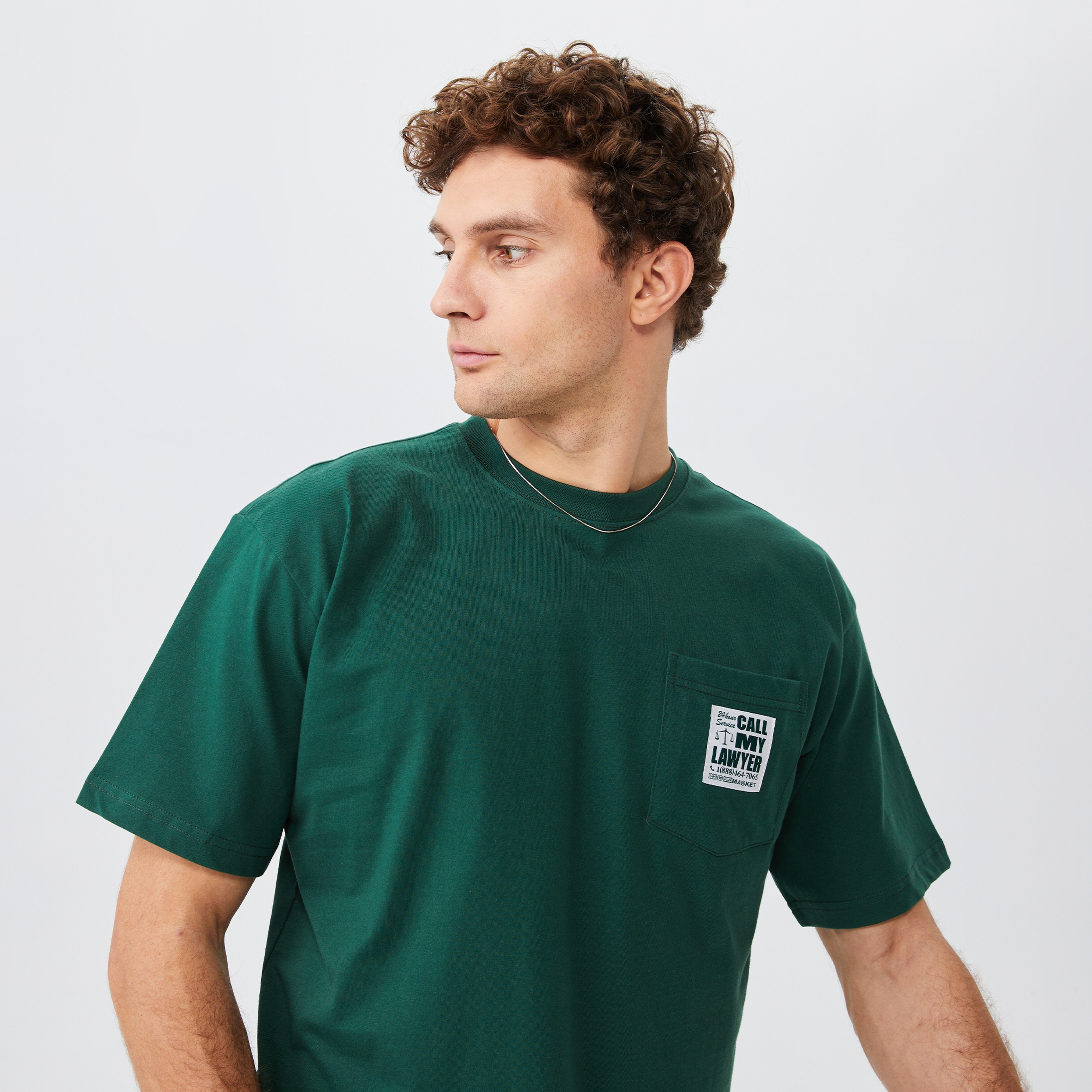 Market 24 Hr Lawyer Service Pocket Erkek Yeşil T-Shirt