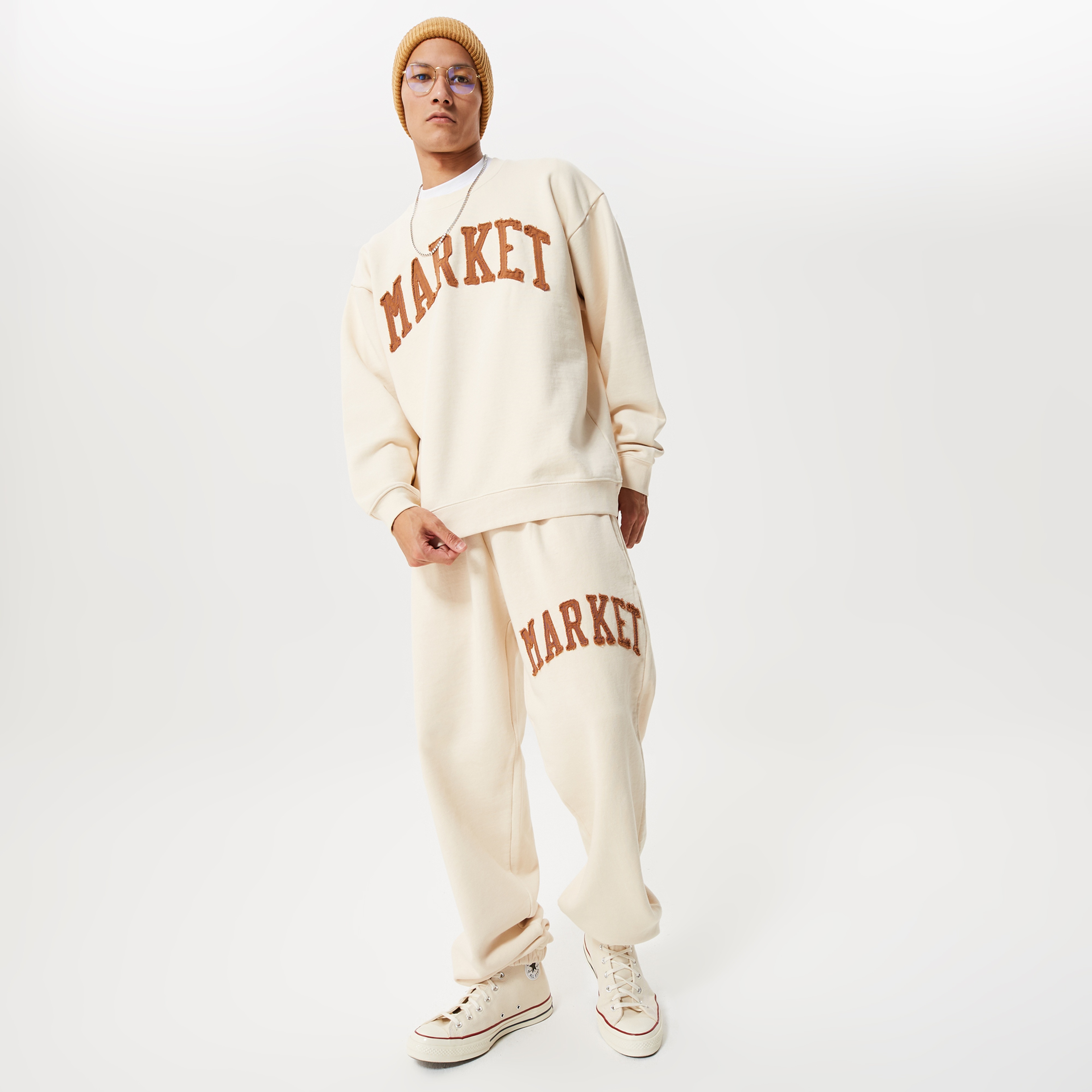 Market Vintage Washed Erkek Bej Eşofman Altı