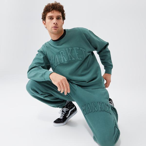 Market Vintage Wash Crewneck Erkek Yeşil Sweatshirt