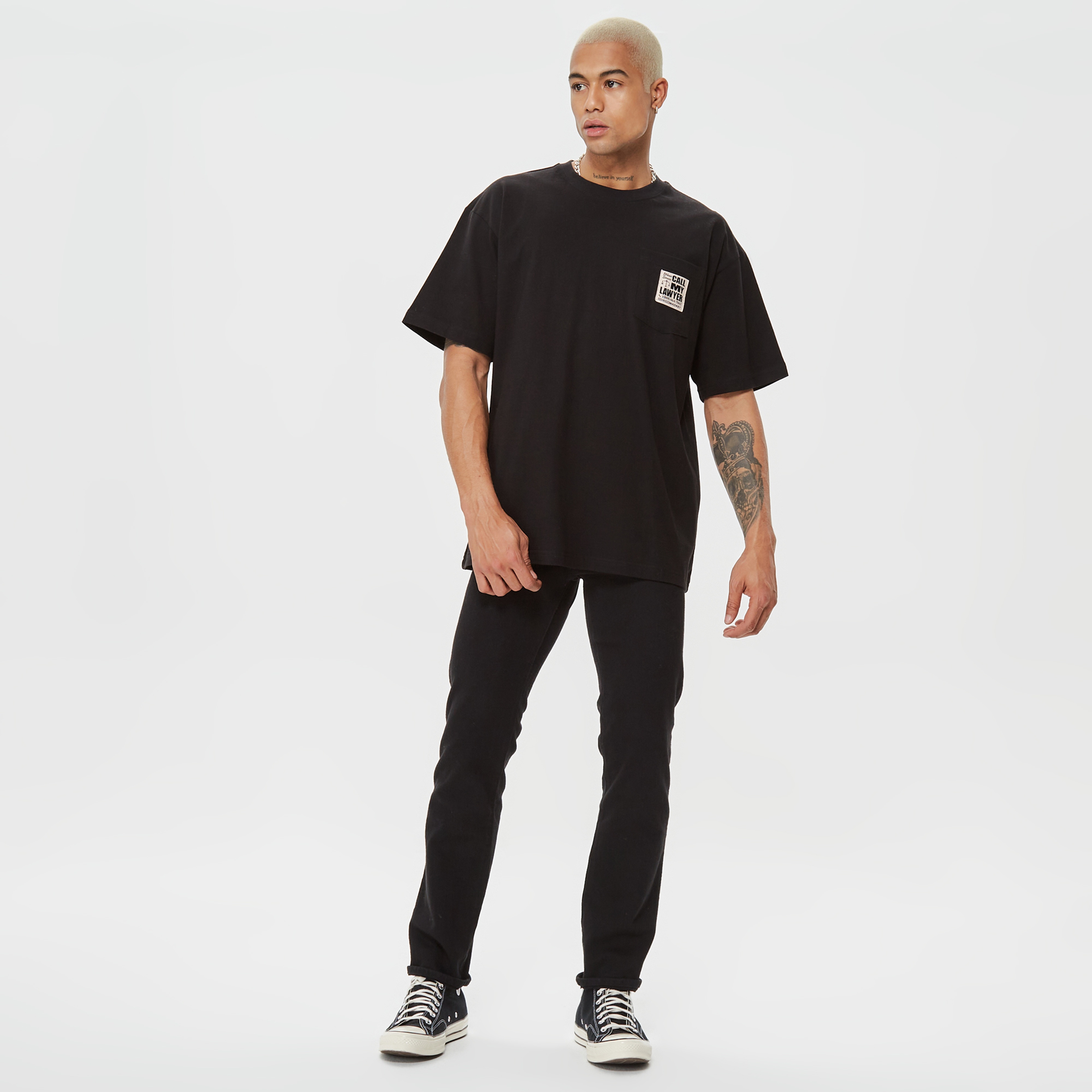 Market 24 Hr Lawyer Service Pocket Erkek Siyah T-Shirt