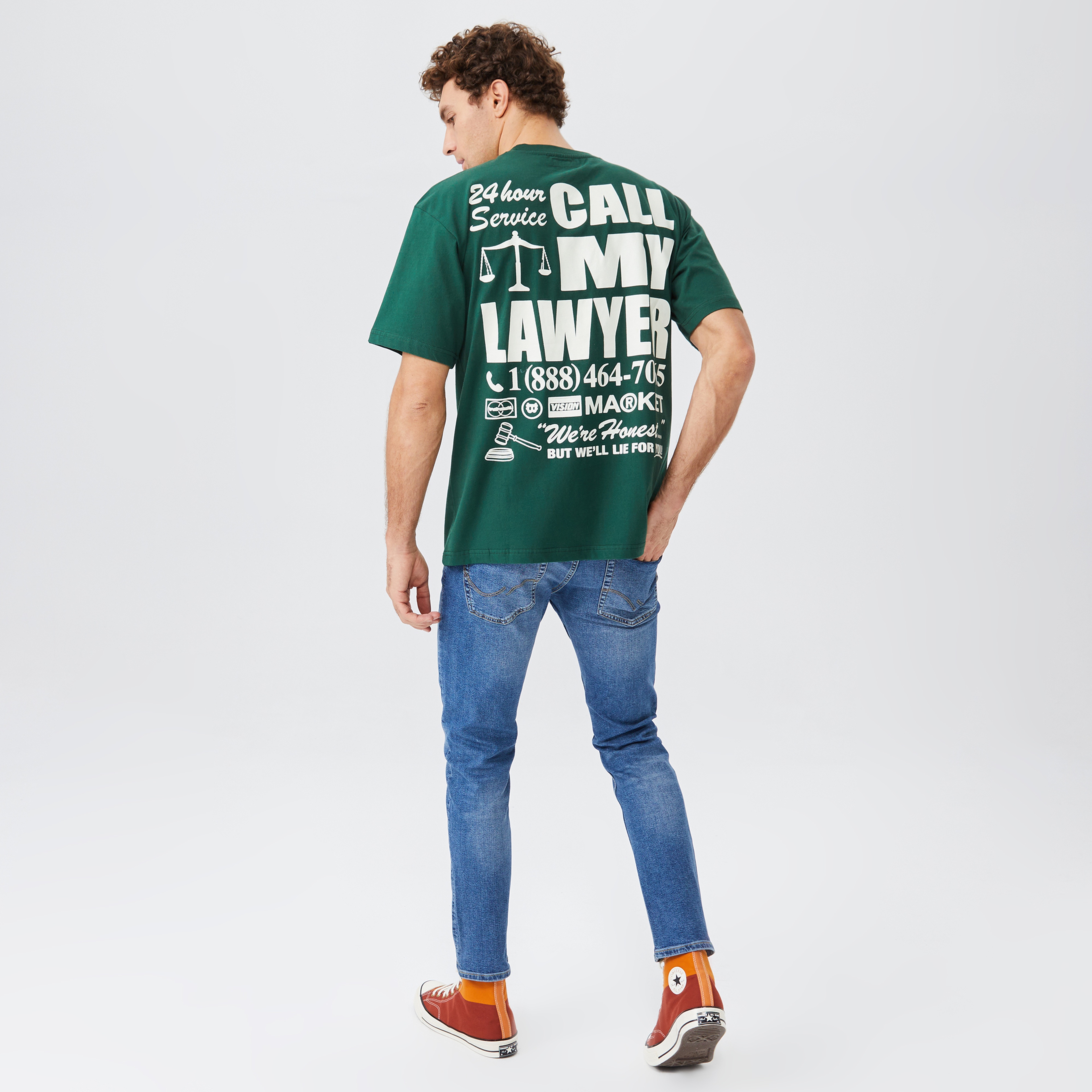 Market 24 Hr Lawyer Service Pocket Erkek Yeşil T-Shirt