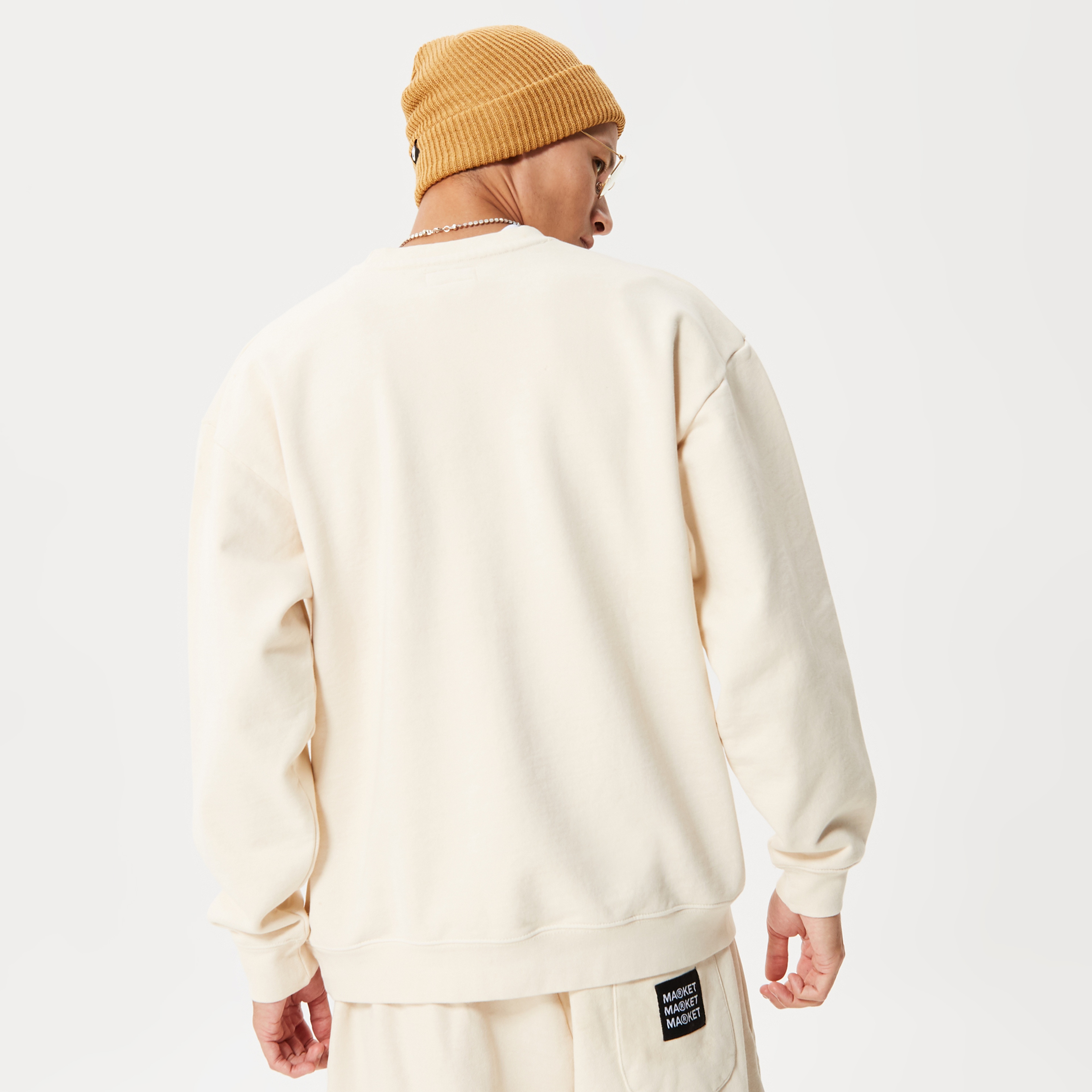 Market Vintage Wash Crewneck Erkek Bej Sweatshirt