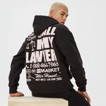 Market 24 Hr Lawyer Service Erkek Siyah Hoodie