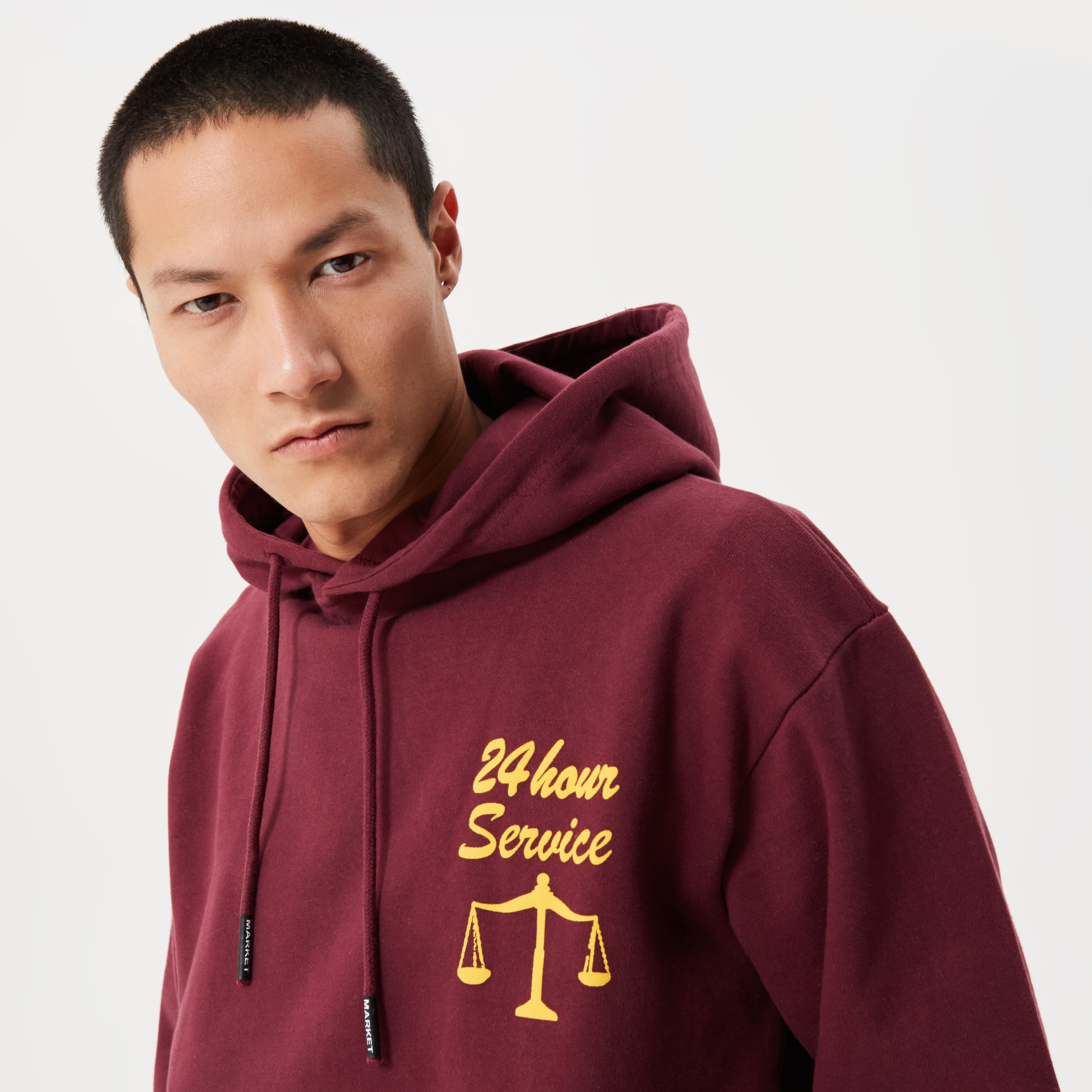 Market 24 Hr Lawyer Service Erkek Bordo Hoodie