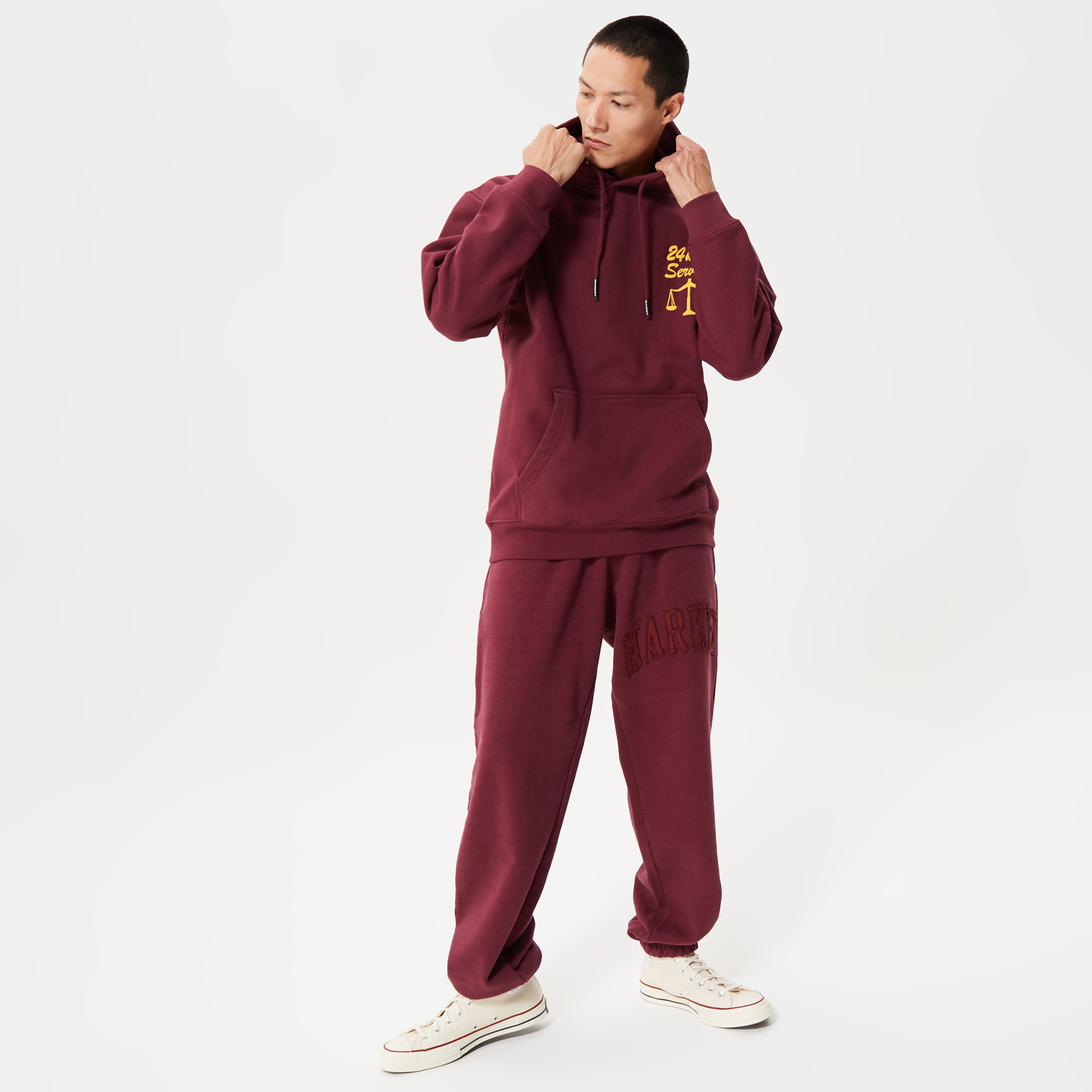 Market 24 Hr Lawyer Service Erkek Bordo Hoodie
