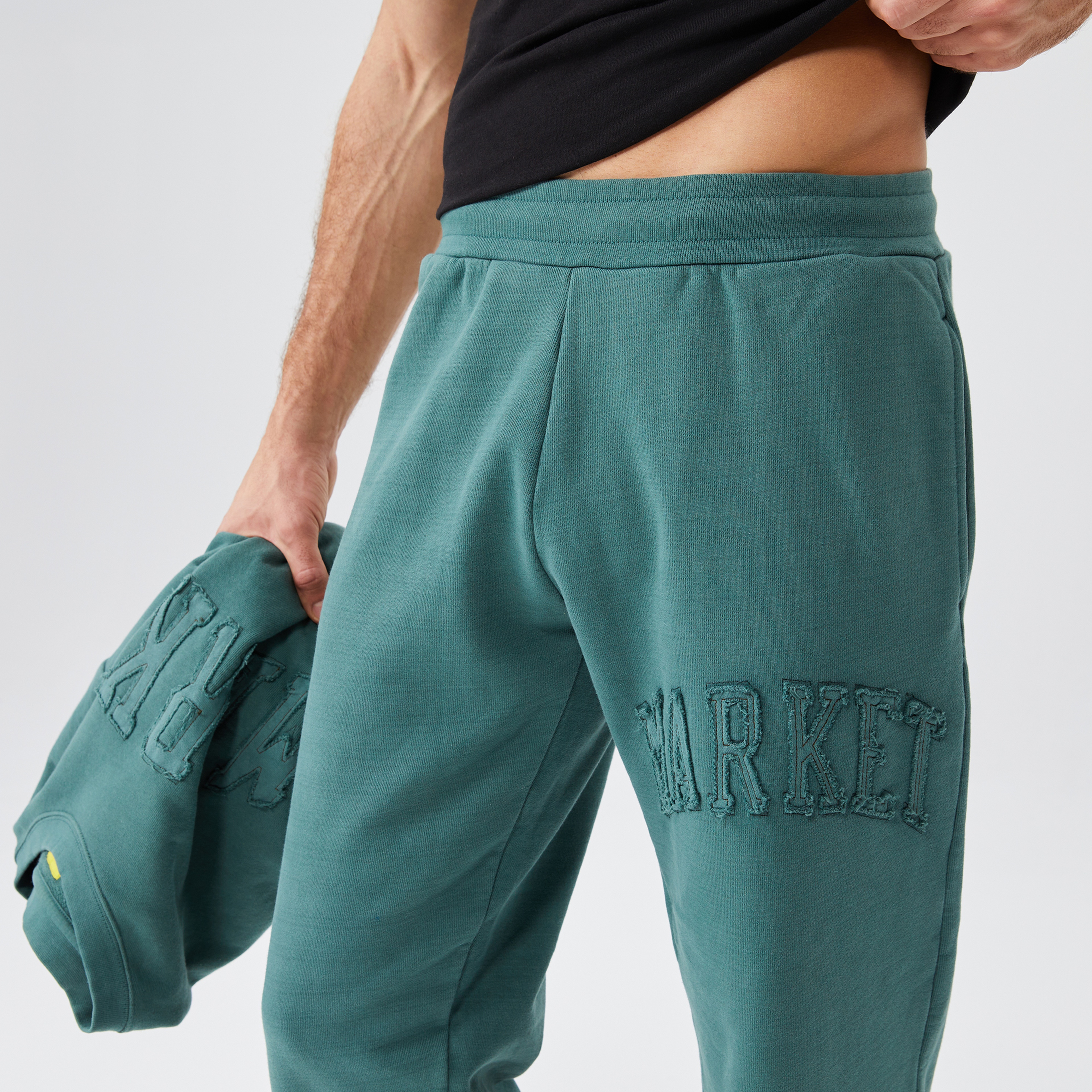 Market Vintage Washed Erkek Yeşil Eşofman Altı