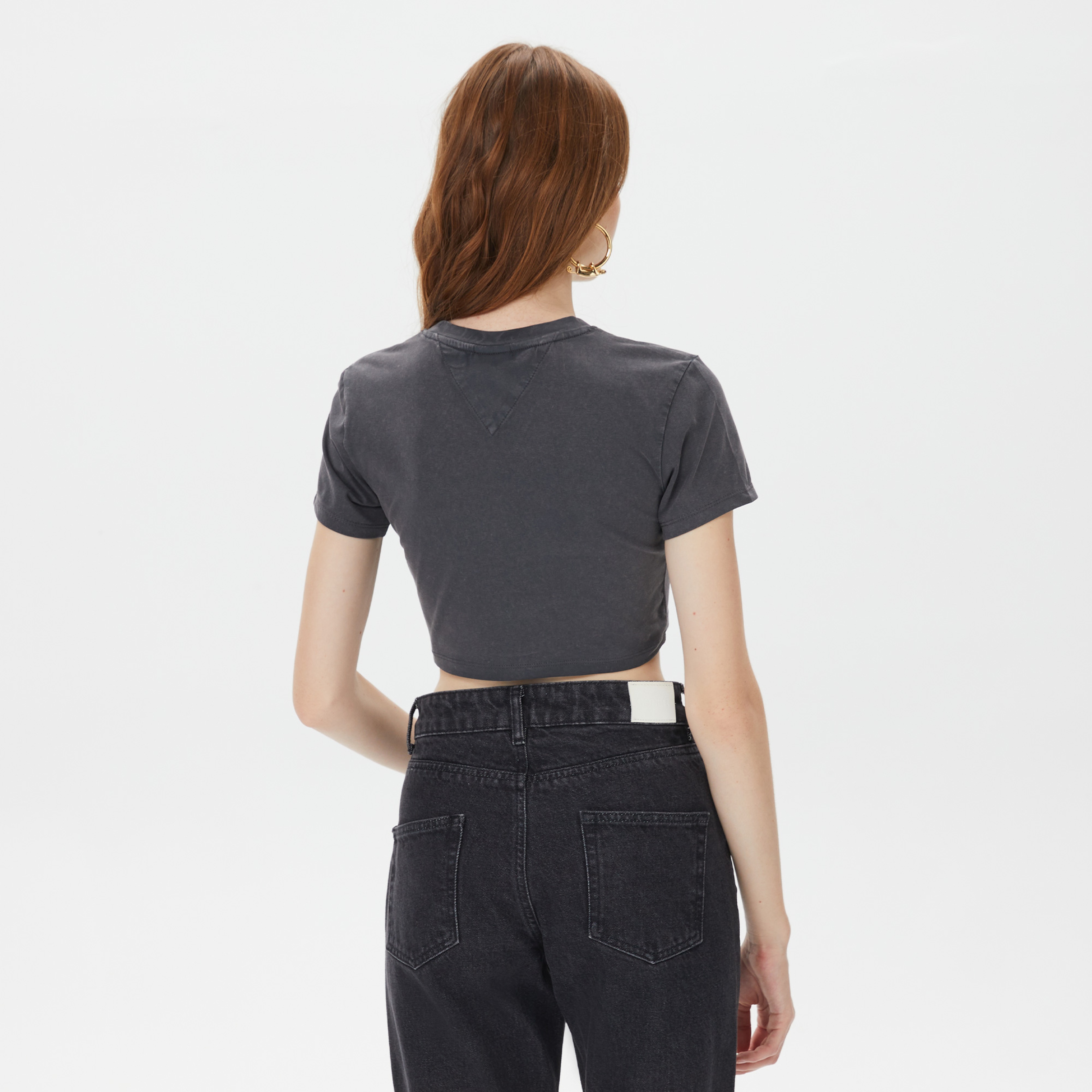 Tommy Hilfiger Ultra Crop Grunge Kadın Siyah T-Shirt