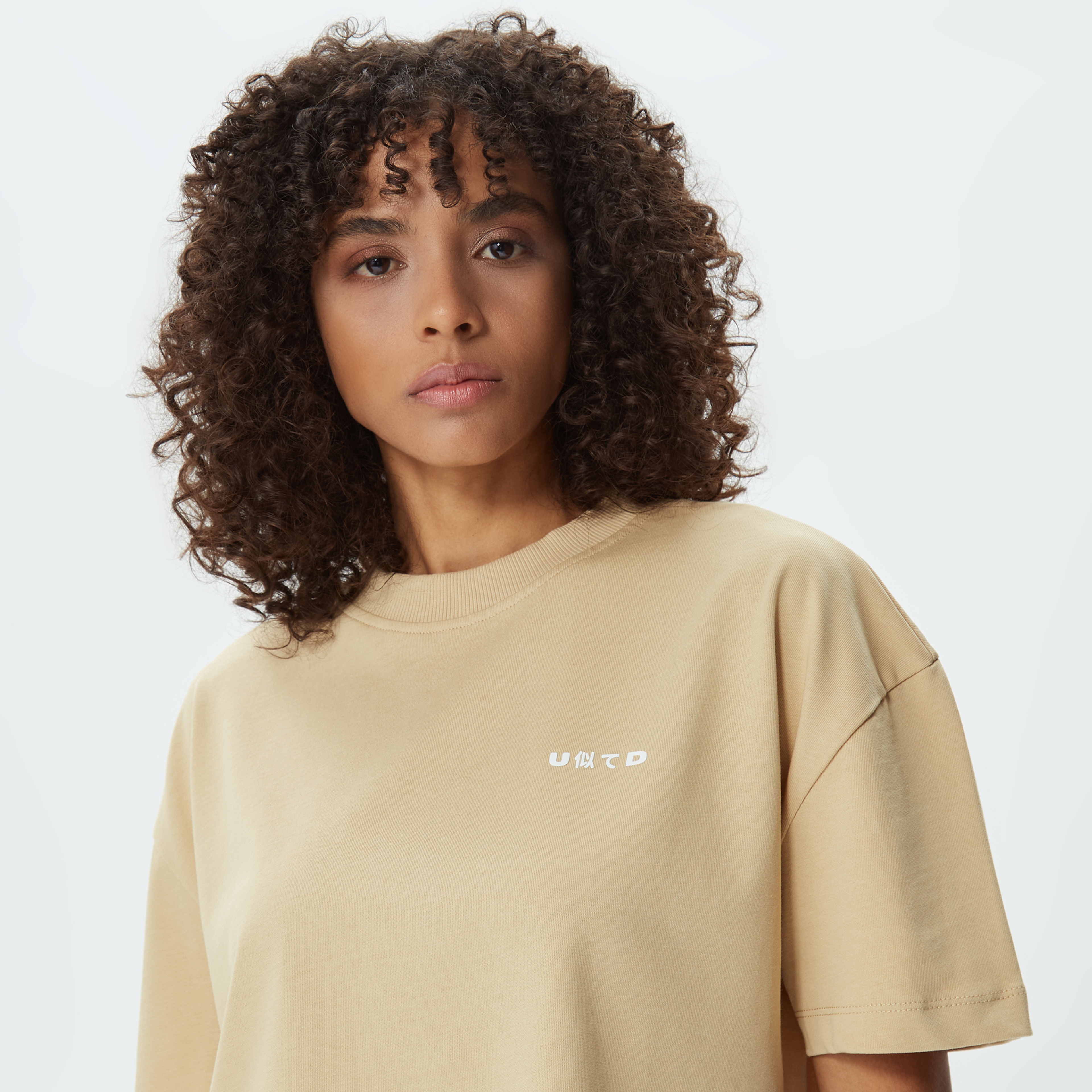 UNITED4 Kadın Bej Crop T-Shirt