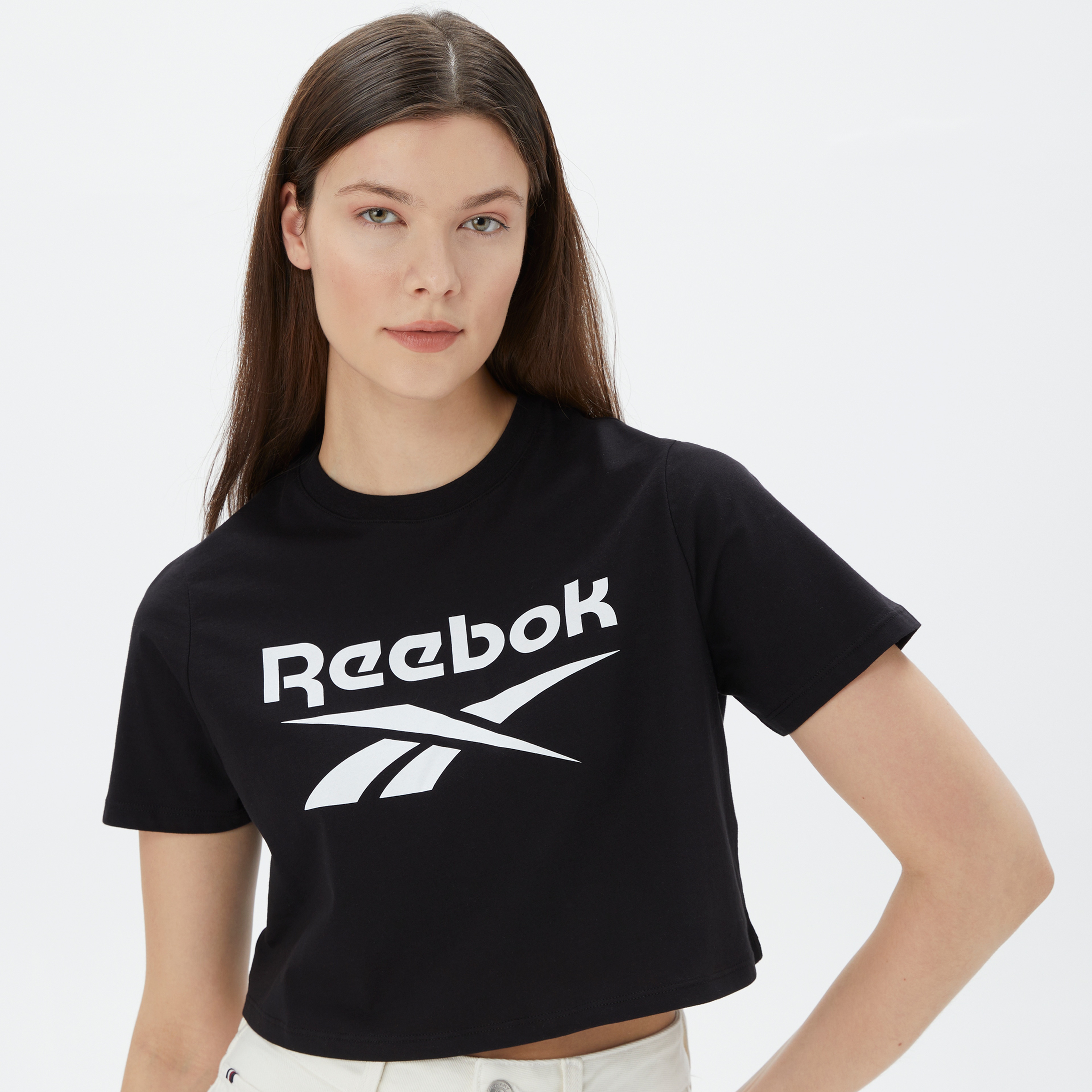 Reebok Id Kadın Siyah Crop T-Shirt