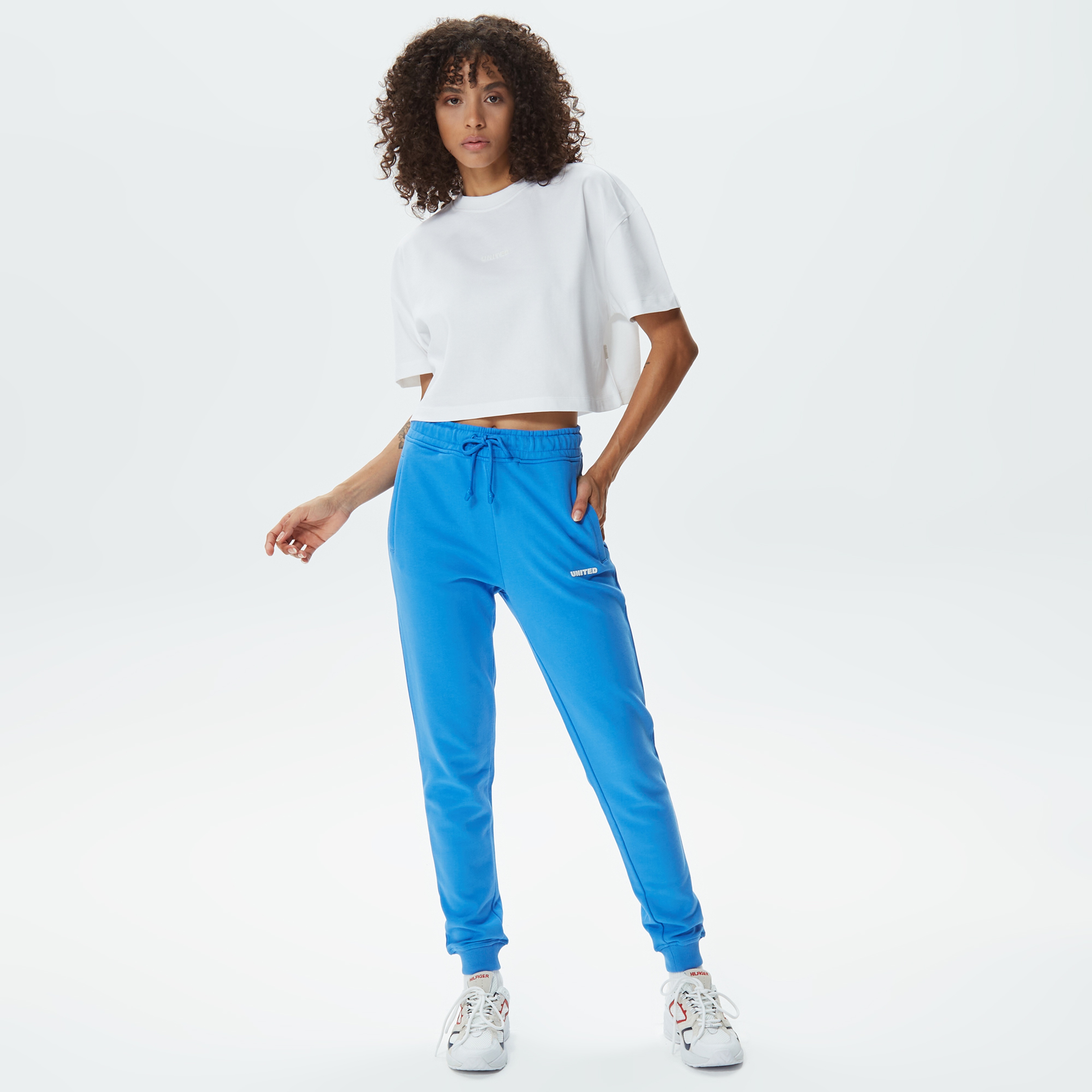 UNITED4 Kadın Beyaz Crop T-Shirt