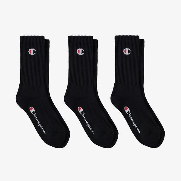 Champion Unisex Siyah 3'lü Çorap