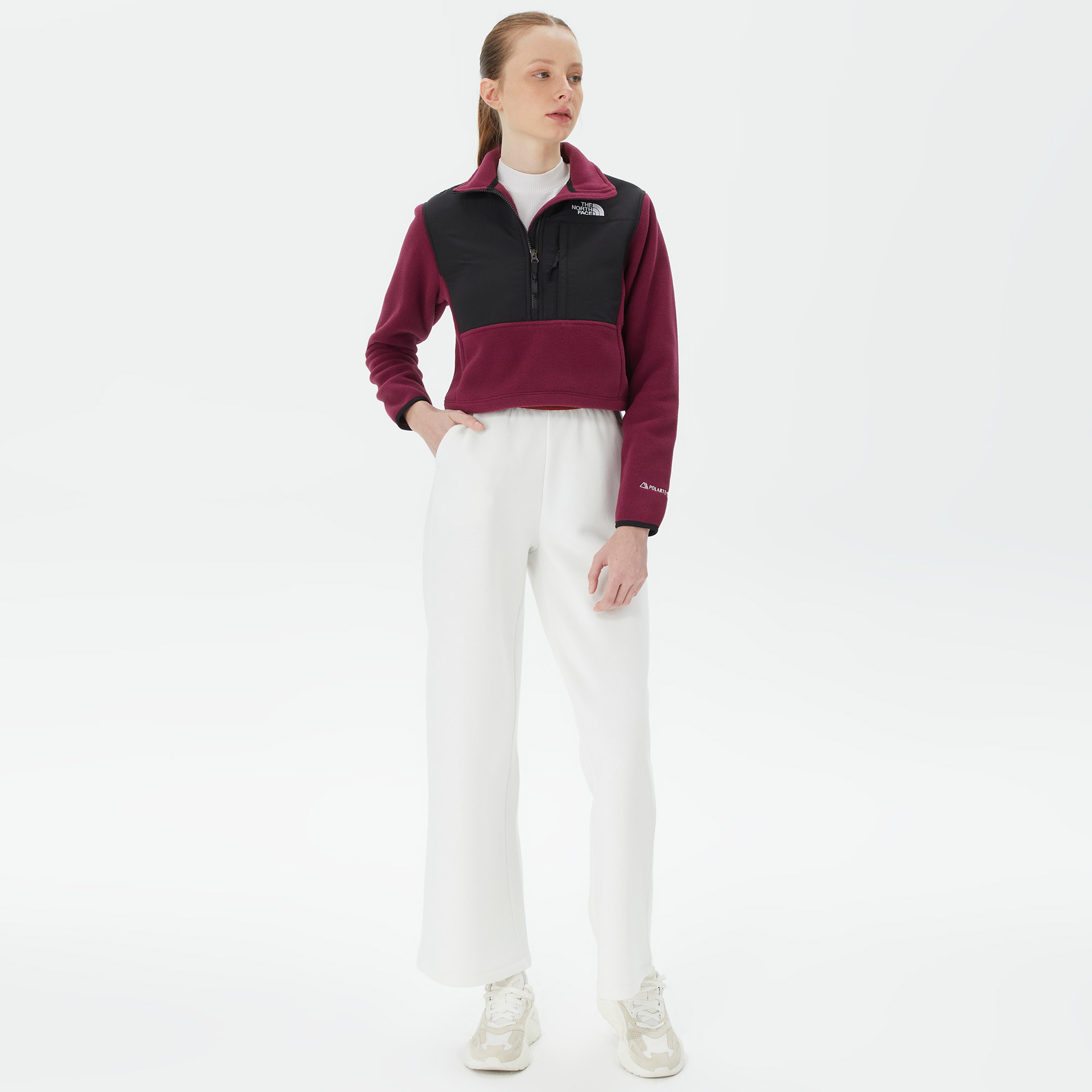 The North Face Denali Crop Kadın Bordo Polar Sweatshirt