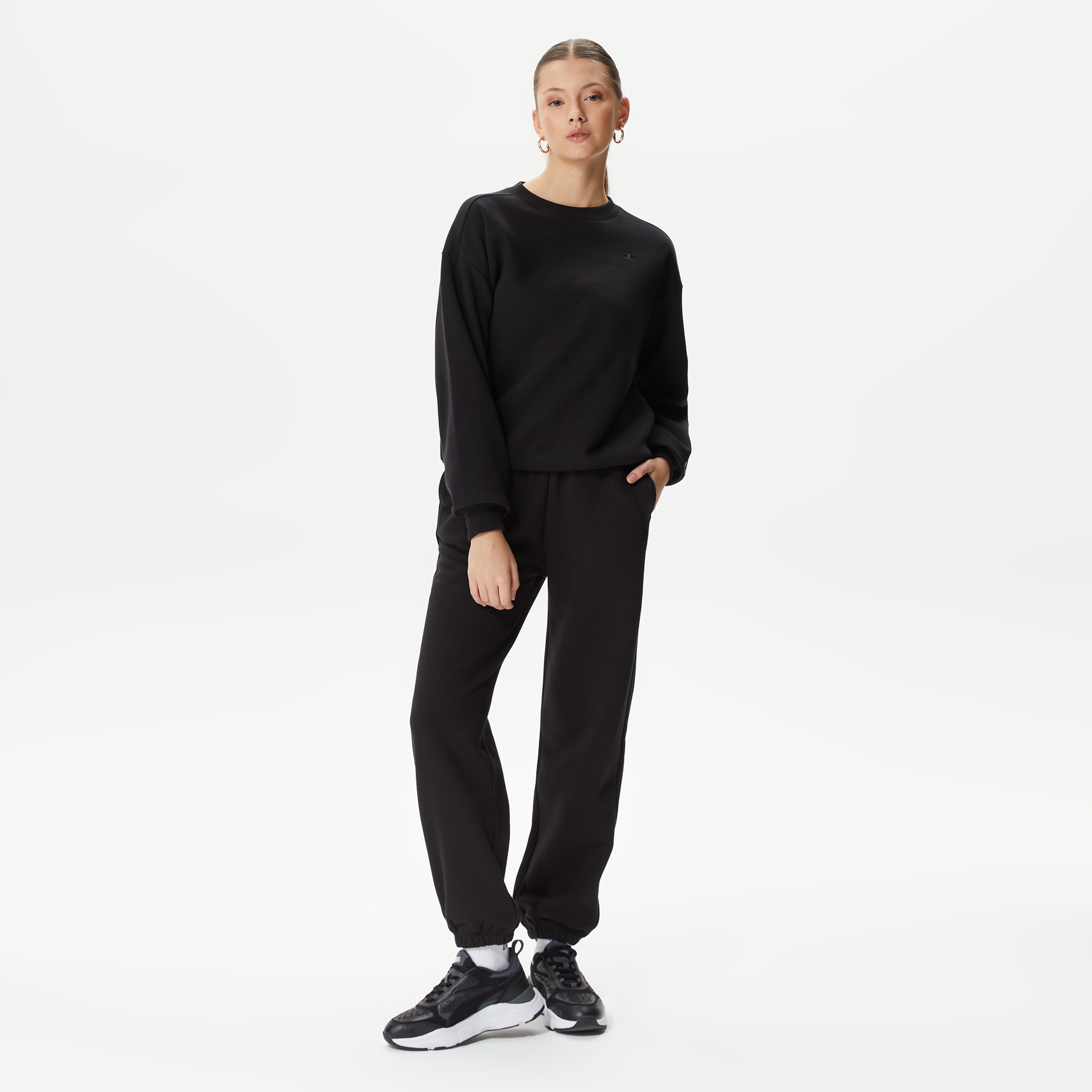 Champion Crewneck Kadın Siyah Sweatshirt