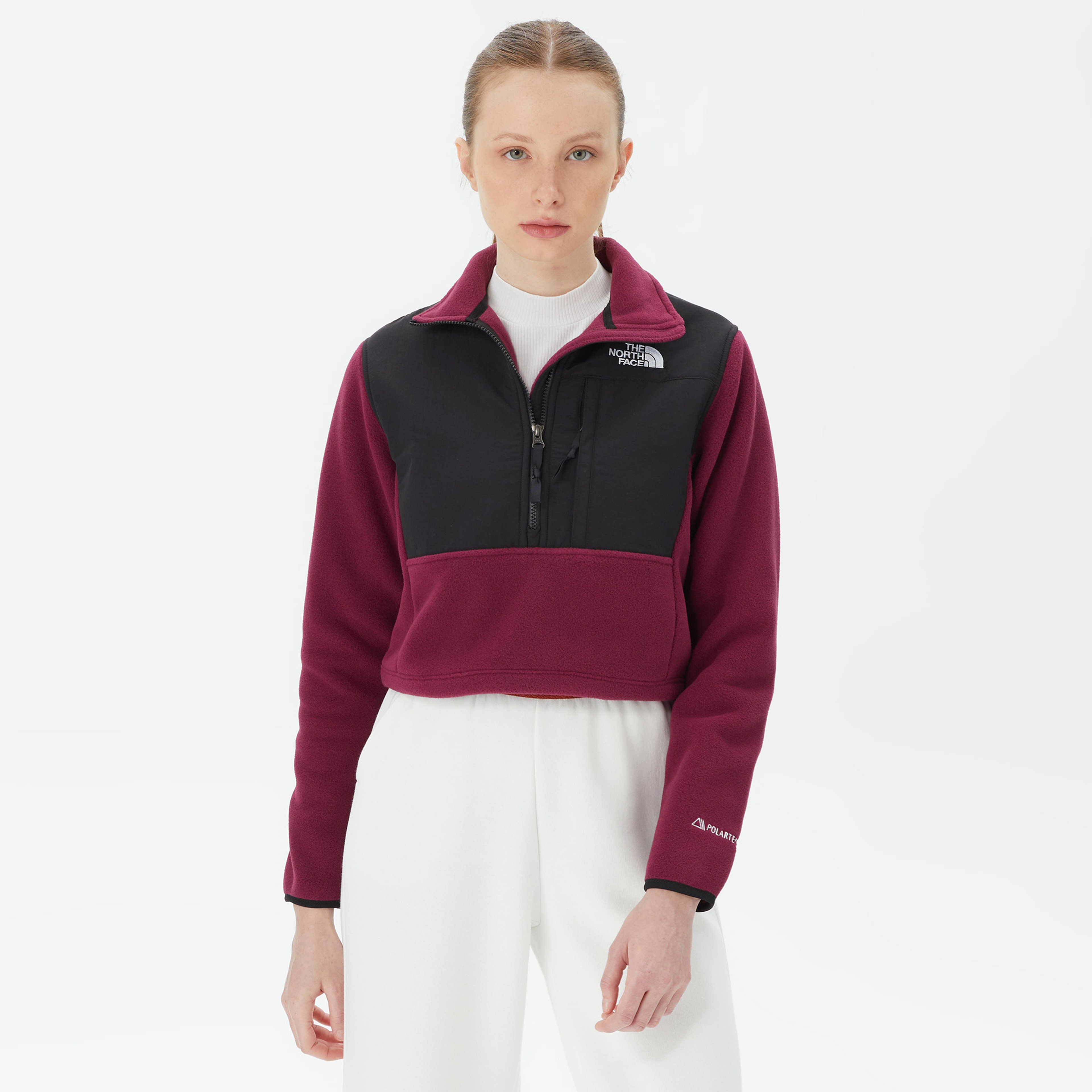 The North Face Denali Crop Kadın Bordo Polar Sweatshirt
