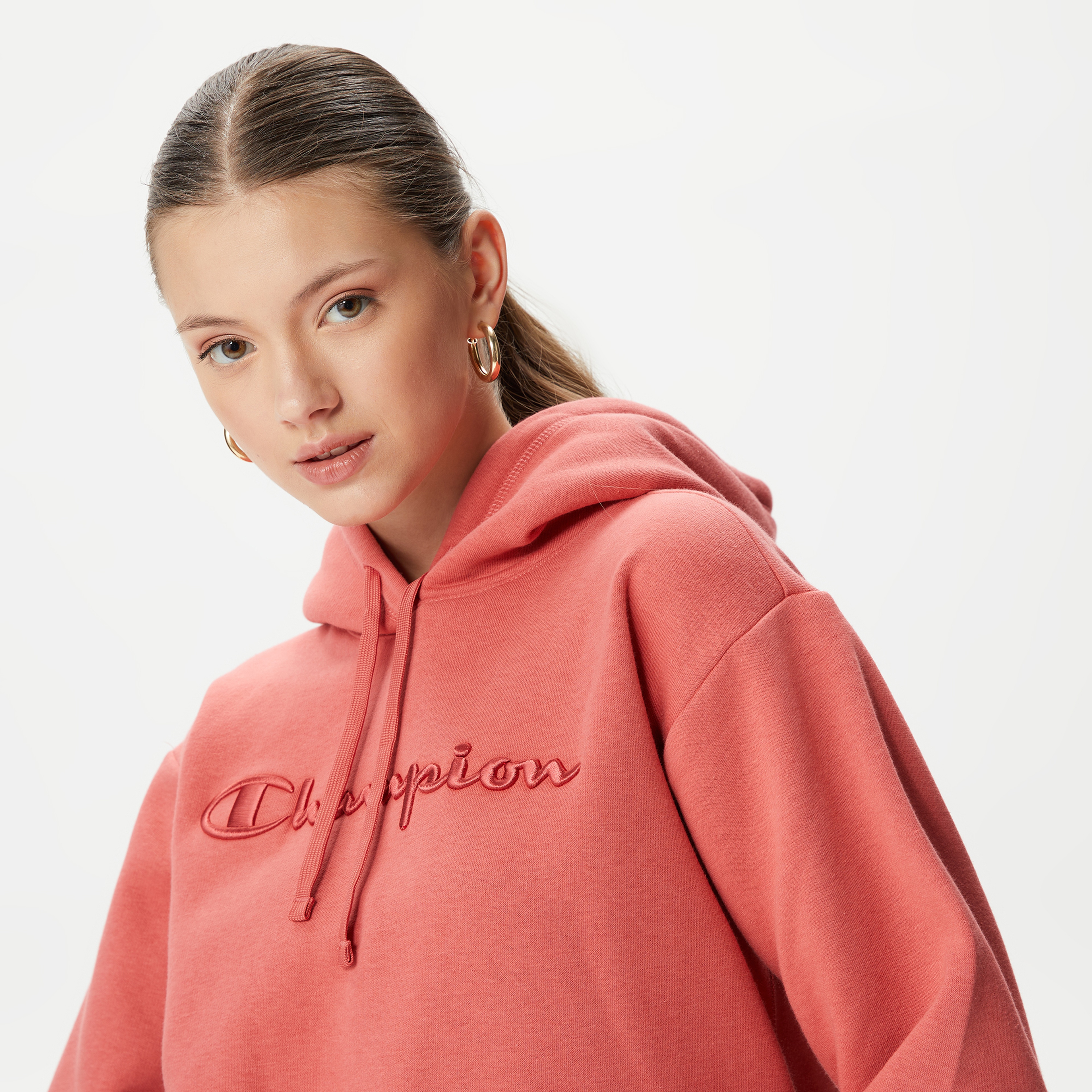 Champion Hooded Kadın Kırmızı Sweatshirt