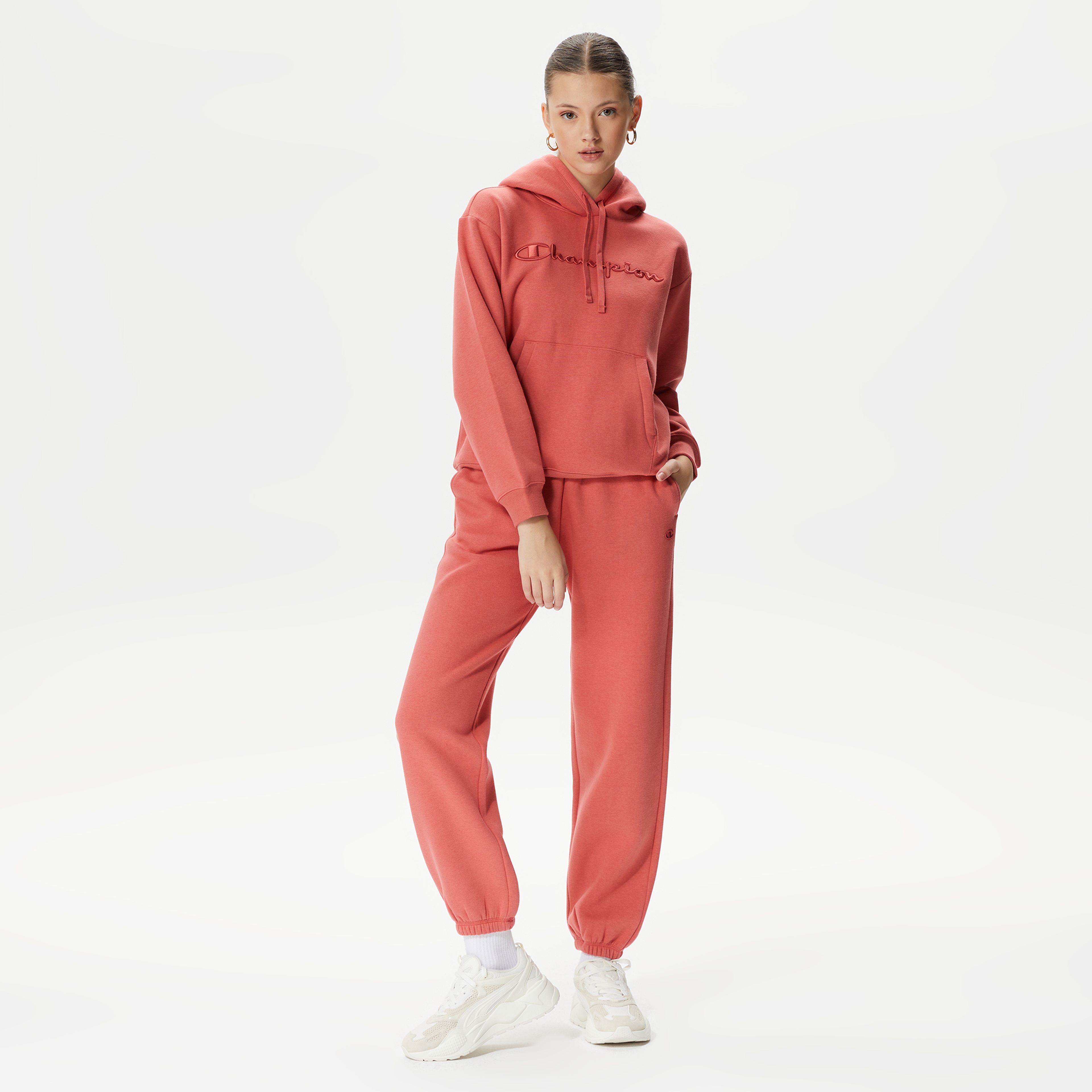 Champion Hooded Kadın Kırmızı Sweatshirt