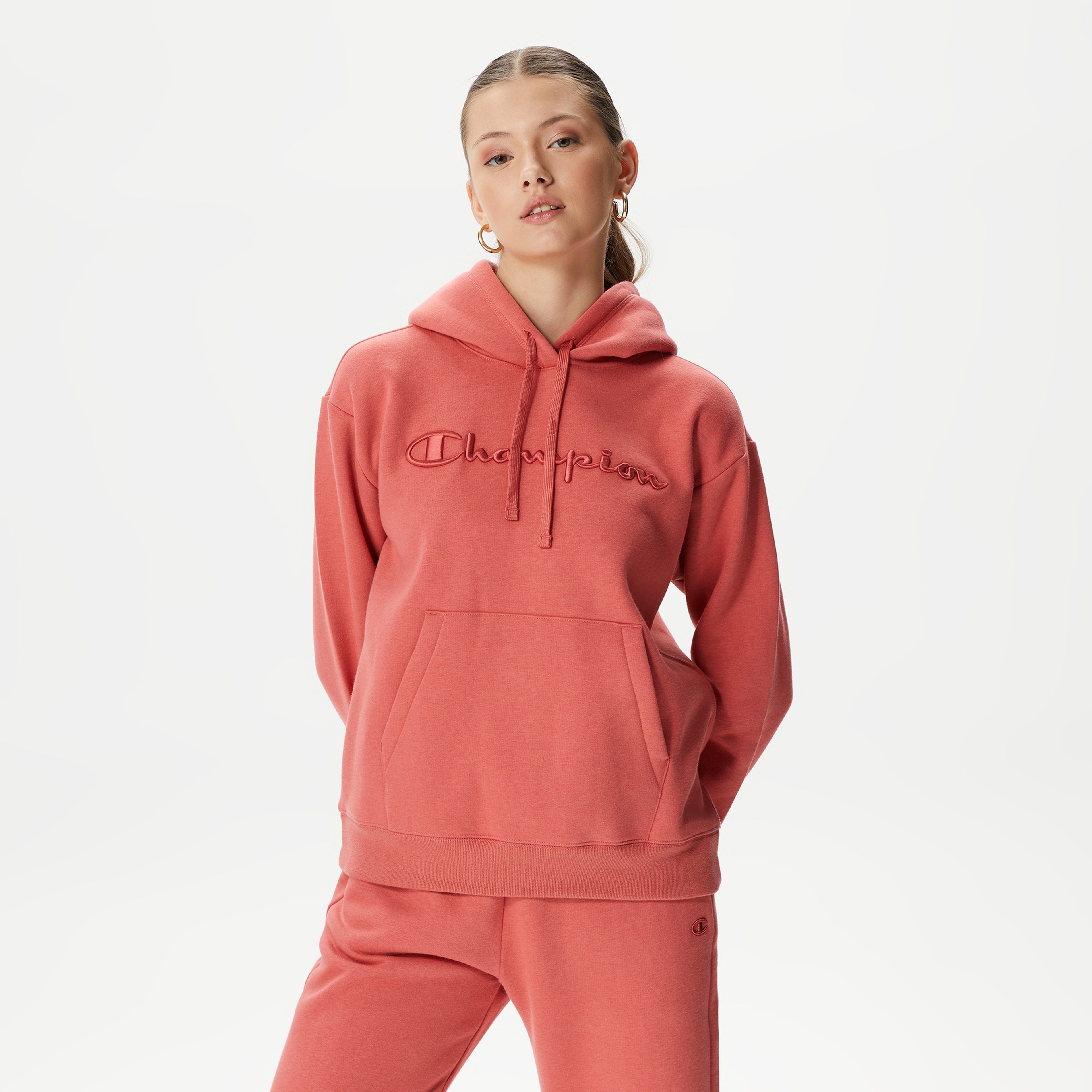 Champion Hooded Kadın Kırmızı Sweatshirt