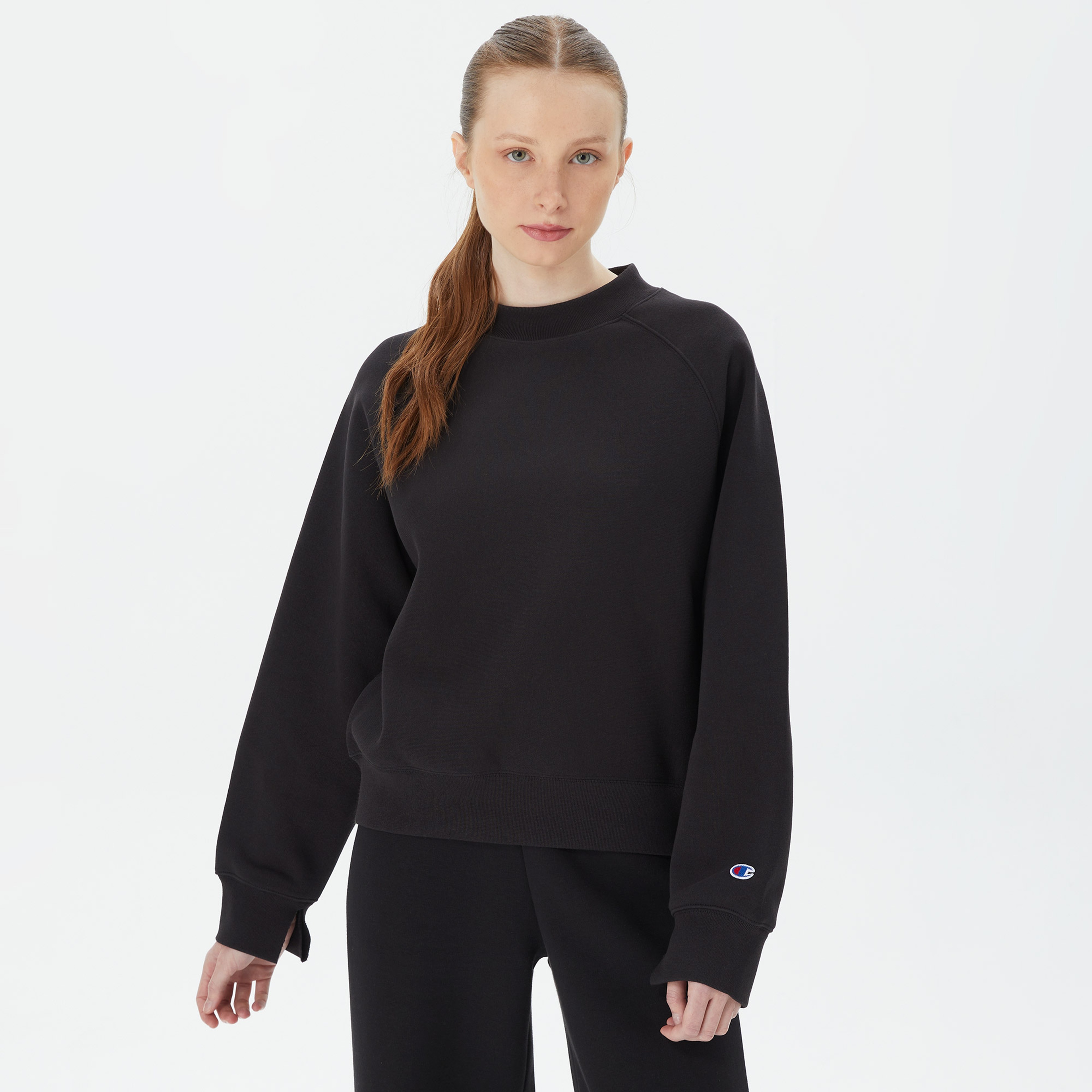Champion Crewneck Kadın Siyah Sweatshirt