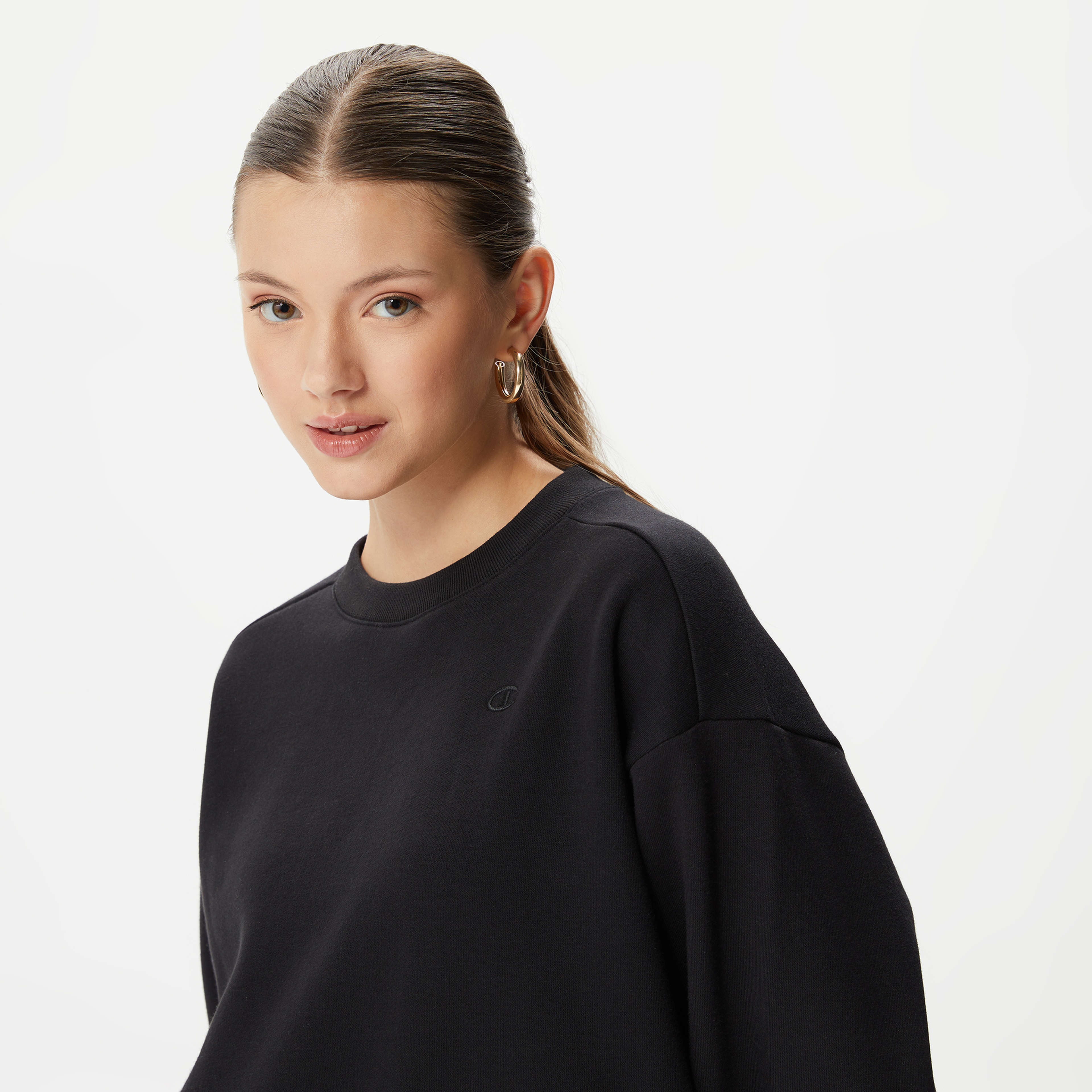 Champion Crewneck Kadın Siyah Sweatshirt