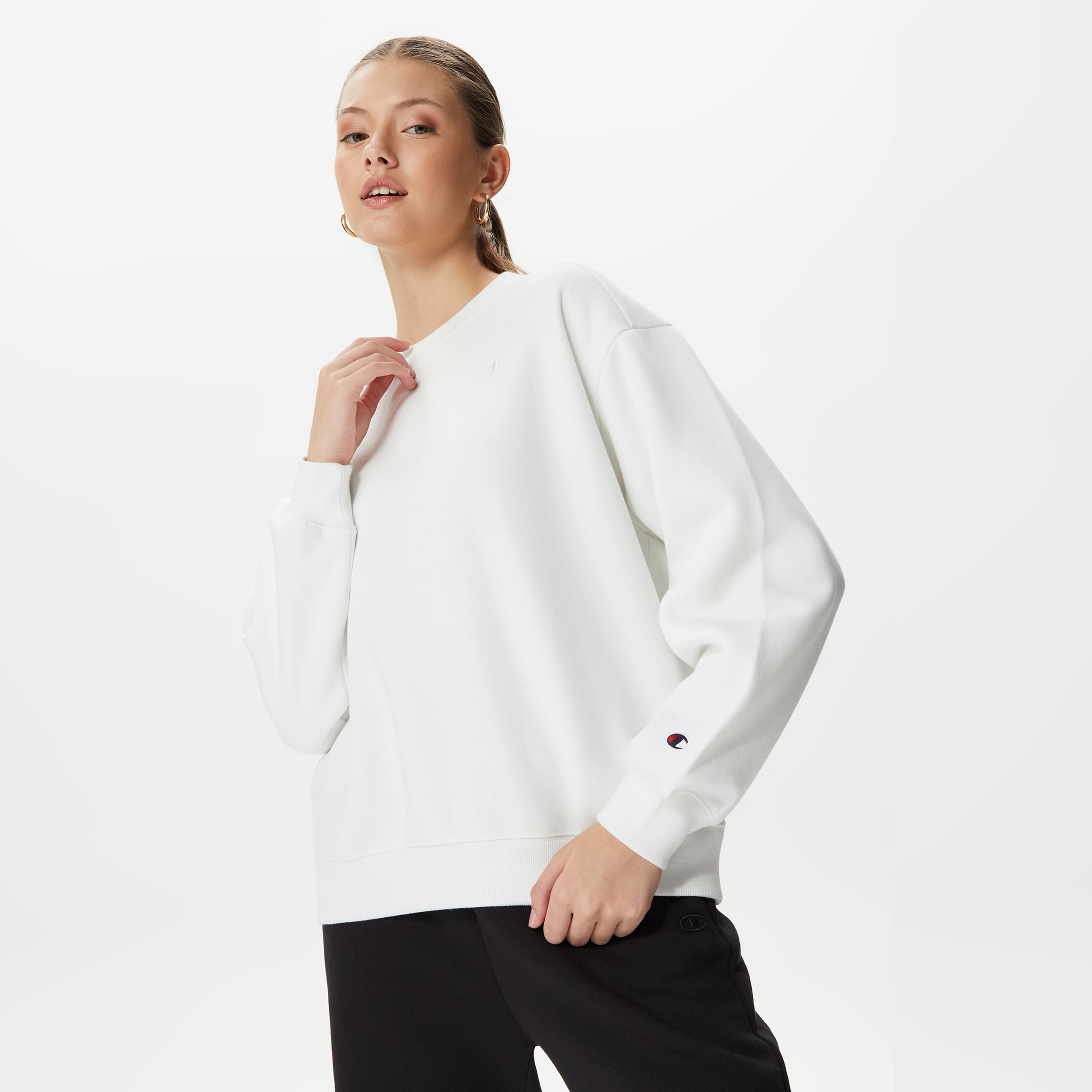Champion Crewneck Kadın Beyaz Sweatshirt