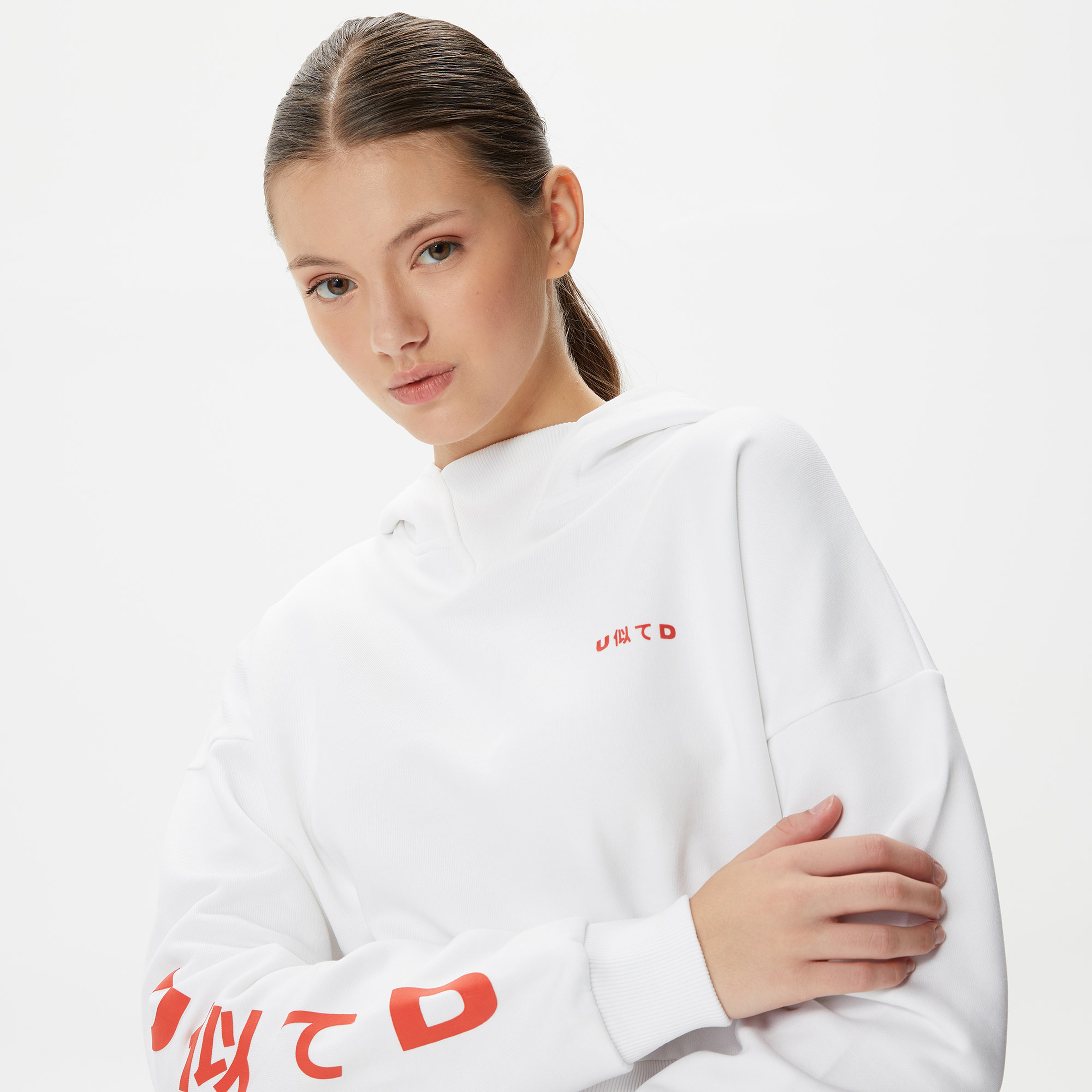 UNITED4 Kadın Beyaz Sweatshirt