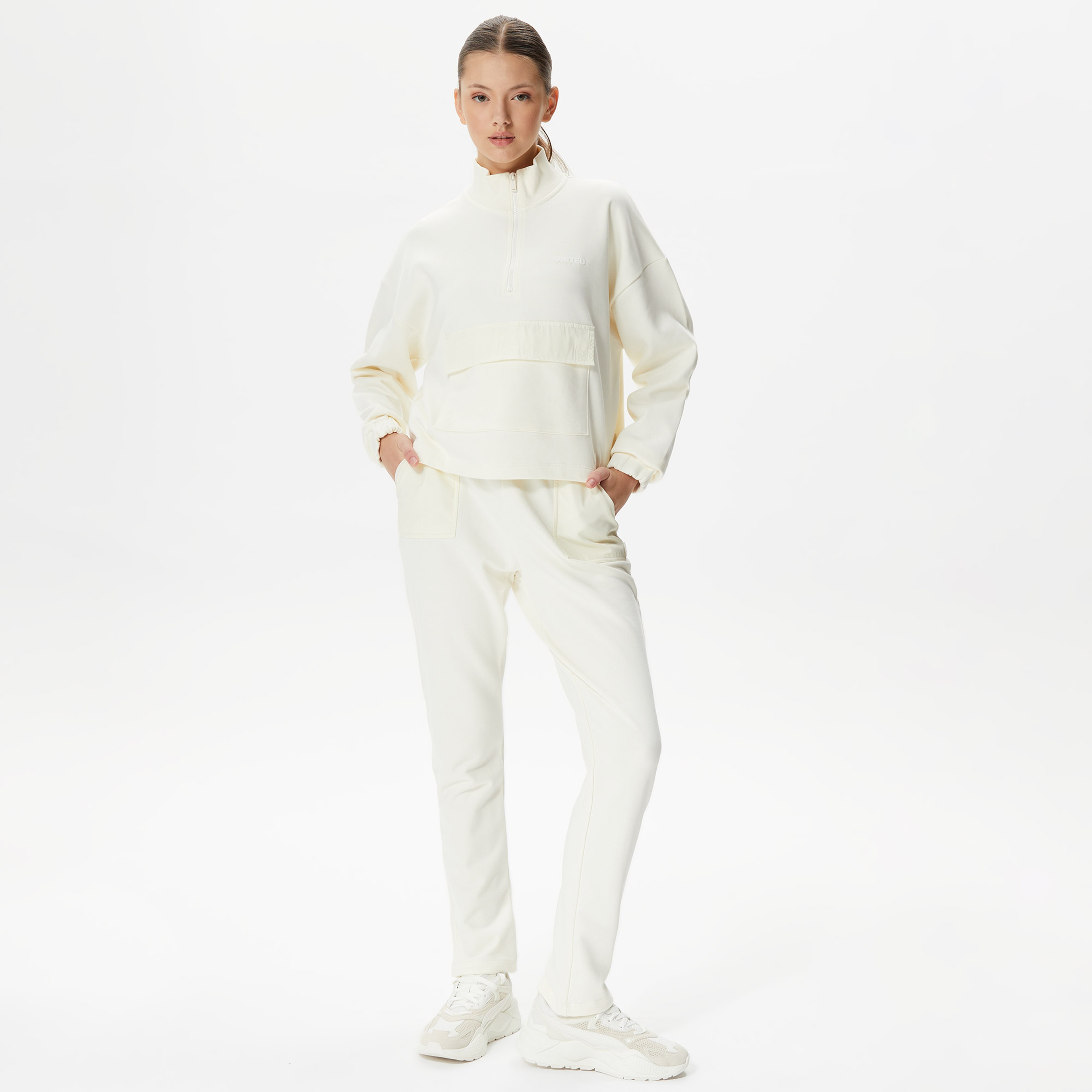 UNITED4 Kadın Krem Sweatshirt