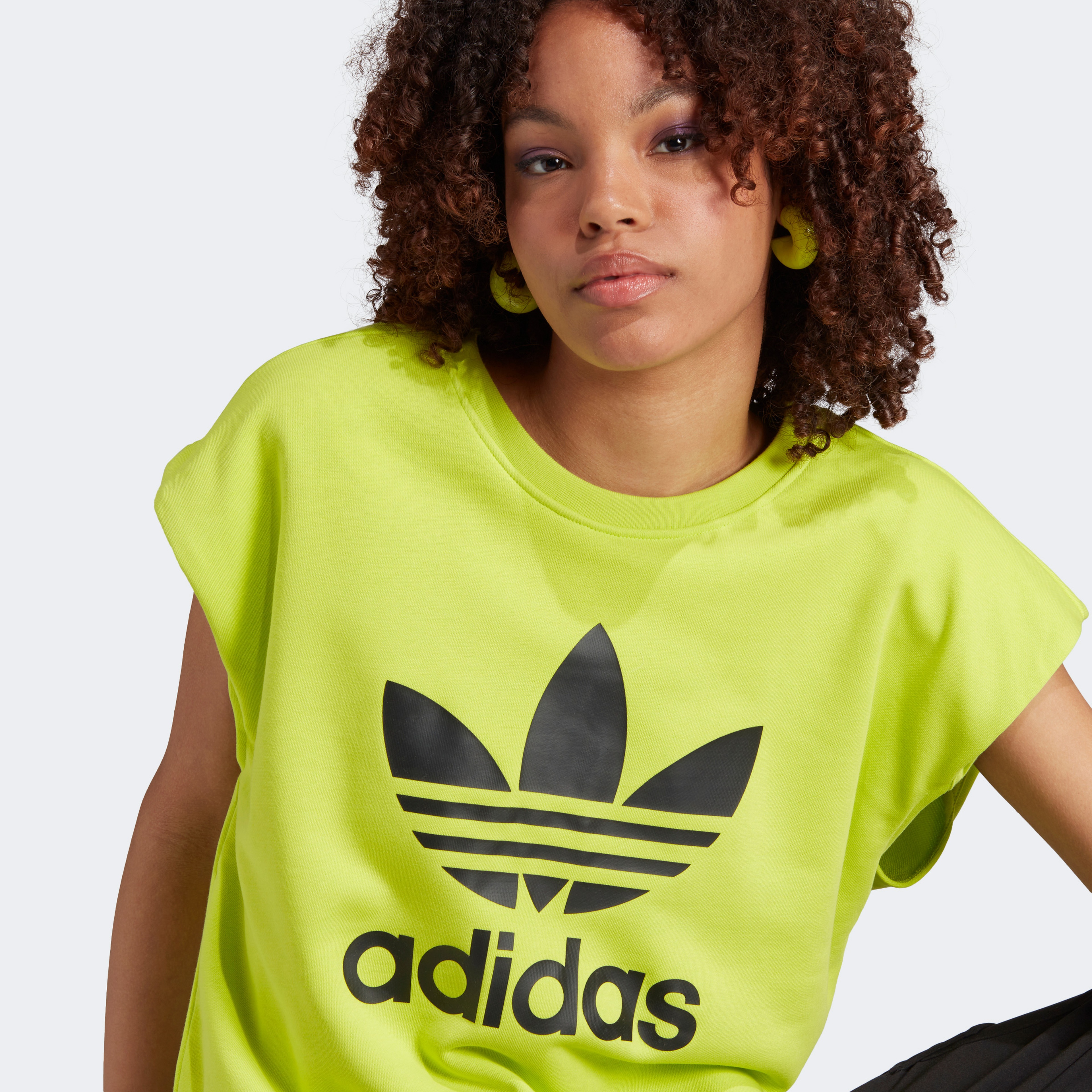 adidas Big Logo Kadın Sarı Hoodie