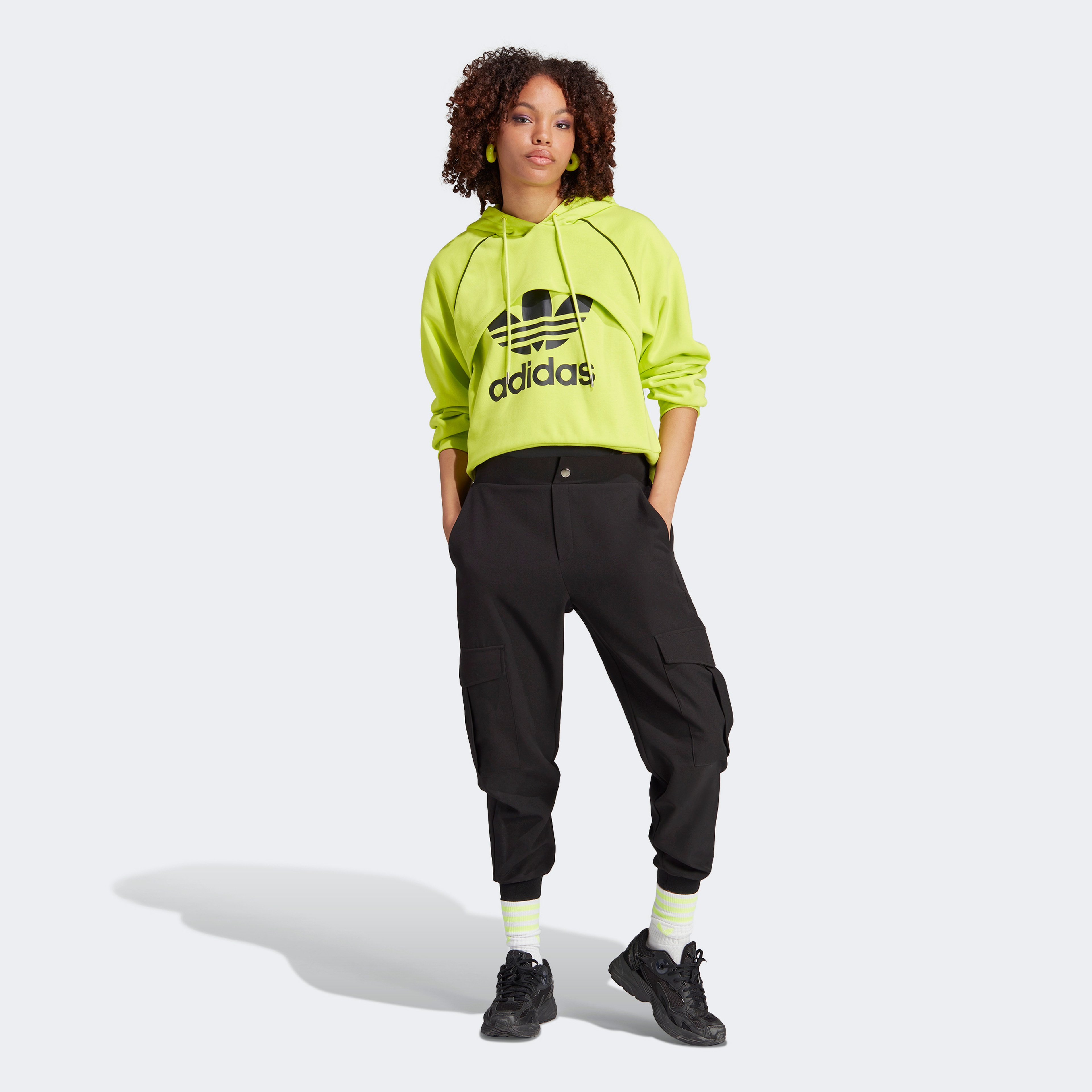 adidas Big Logo Kadın Sarı Hoodie