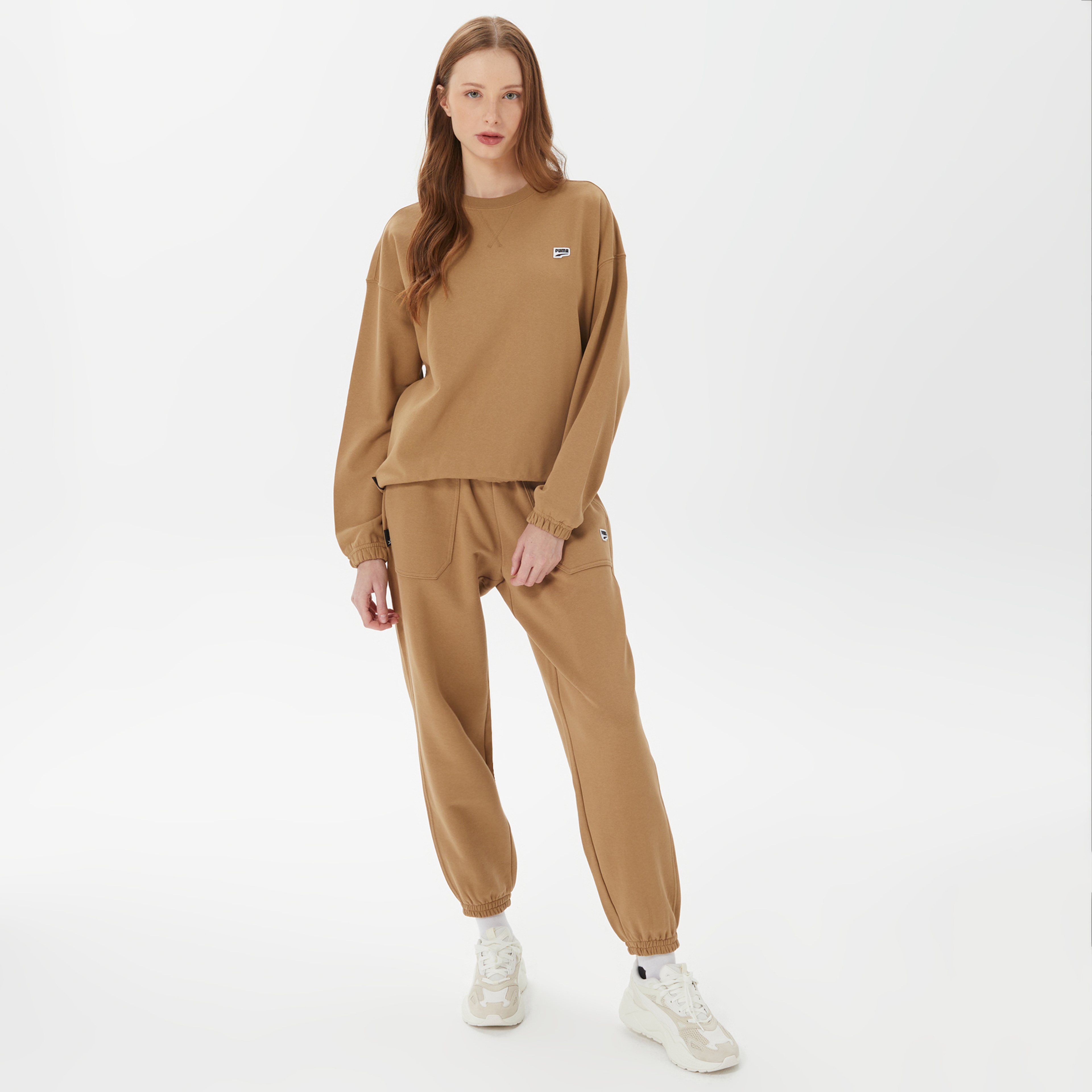Puma Downtown Oversized Kadın Kahverengi Sweatshirt
