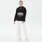 Tommy Hilfiger Oversize New Varsity Kadın Siyah Hoodie