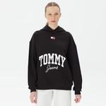 Tommy Hilfiger Oversize New Varsity Kadın Siyah Hoodie