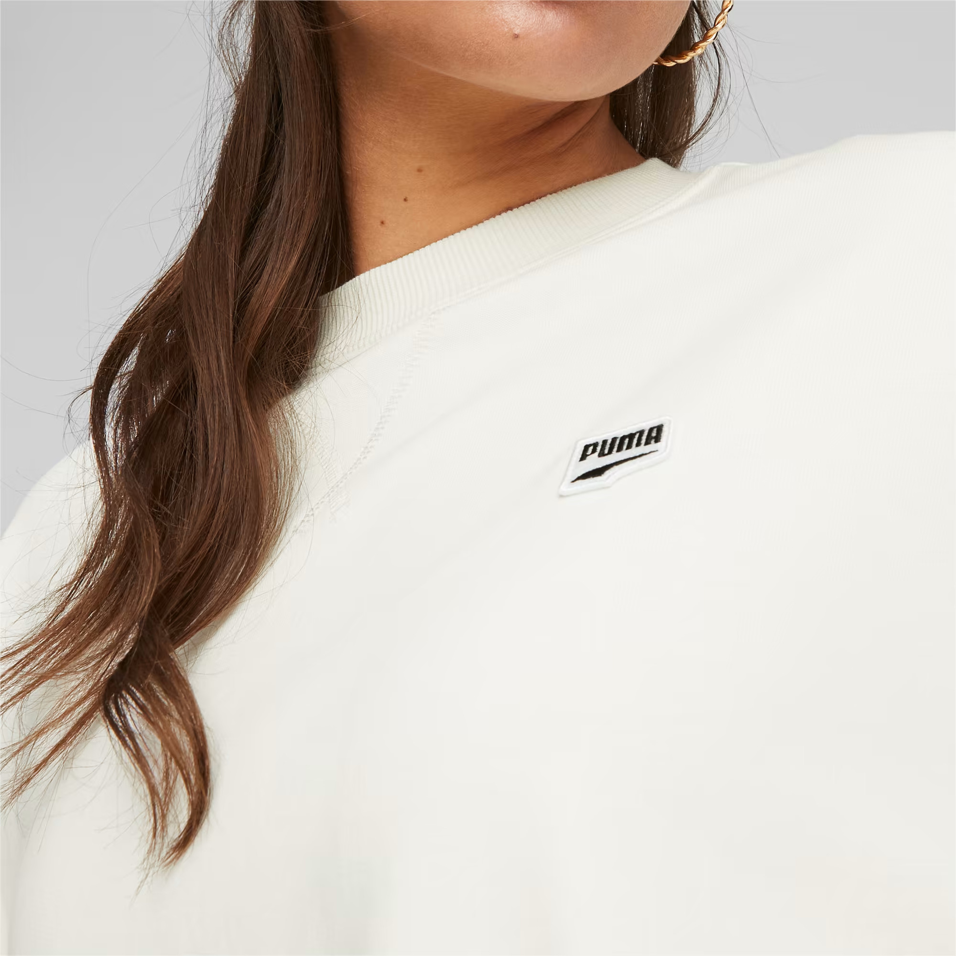 Puma Downtown Oversized Crew Kadın Krem Sweatshirt