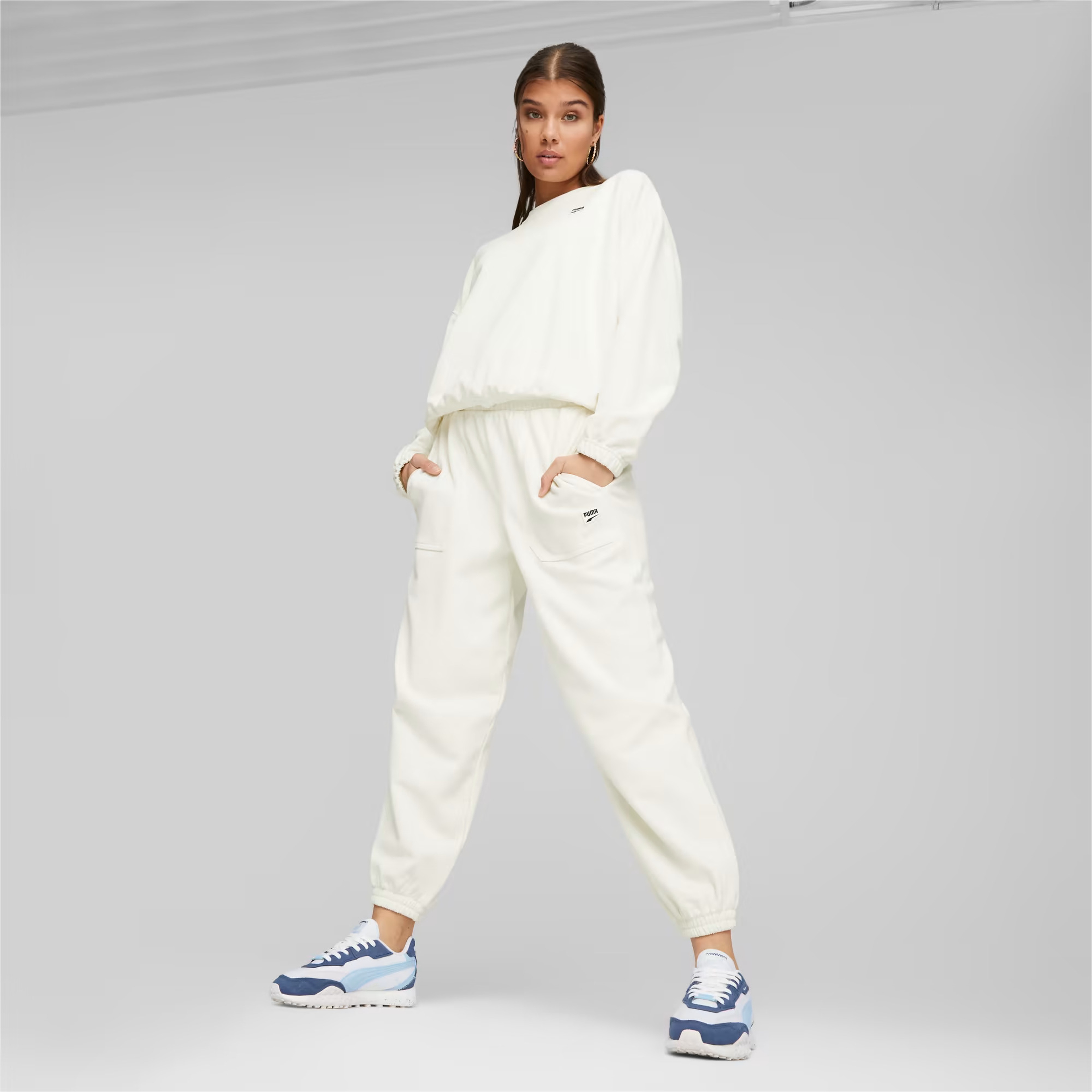 Puma Downtown Oversized Crew Kadın Krem Sweatshirt