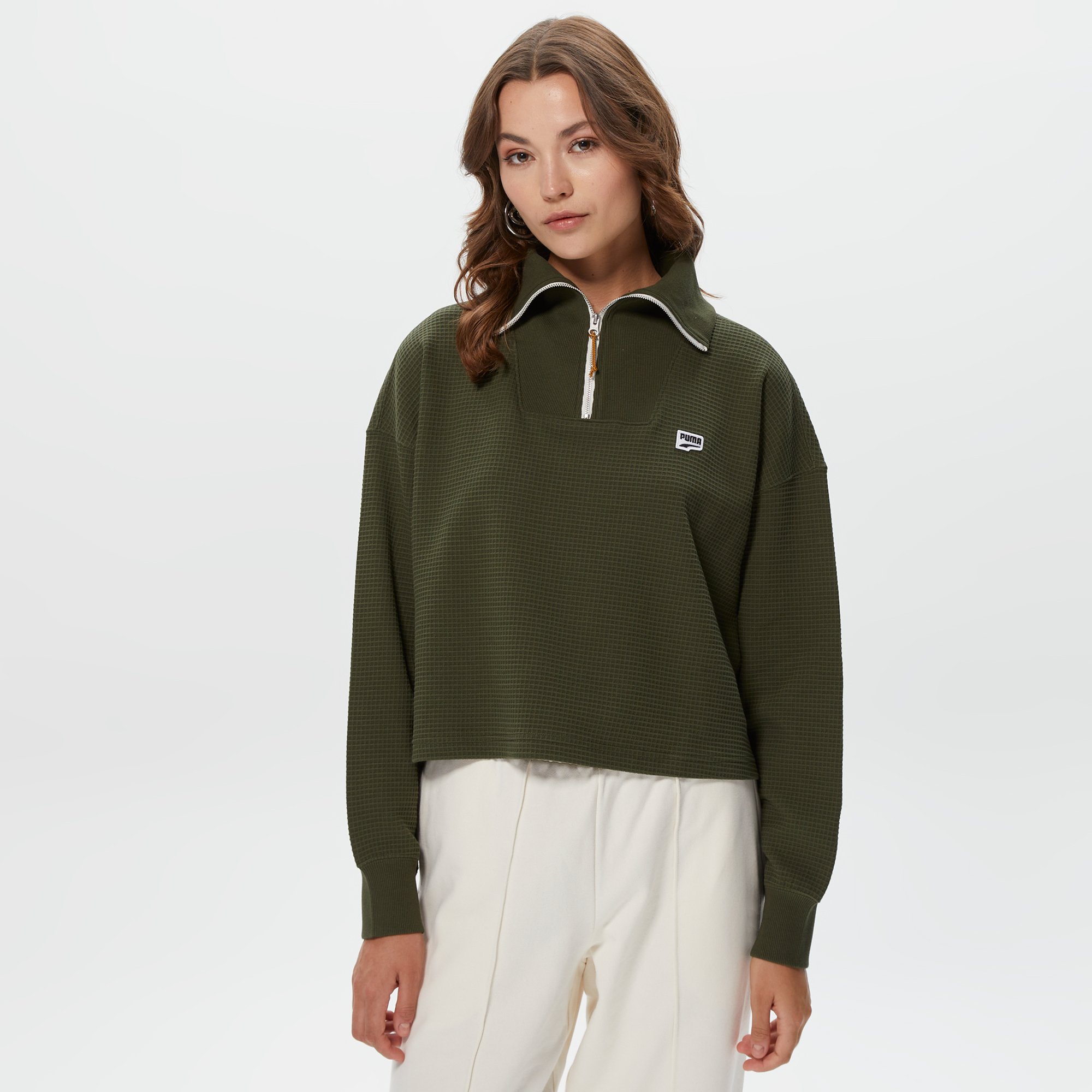 Puma Downtown HalfZip Kadın Yeşil Sweatshirt