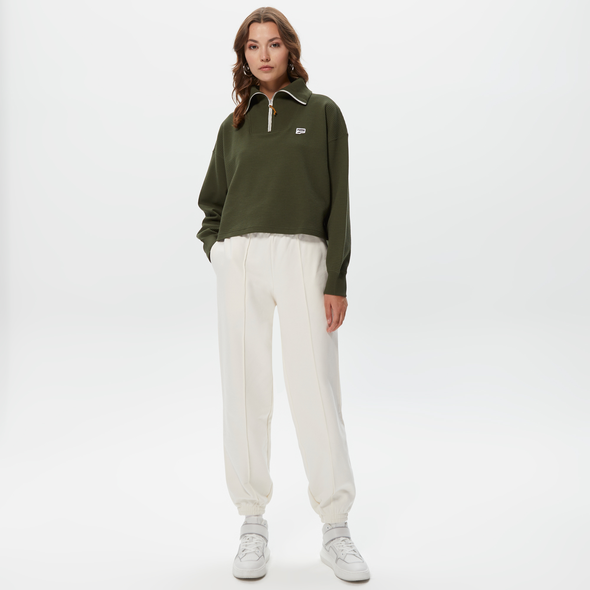 Puma Downtown HalfZip Kadın Yeşil Sweatshirt