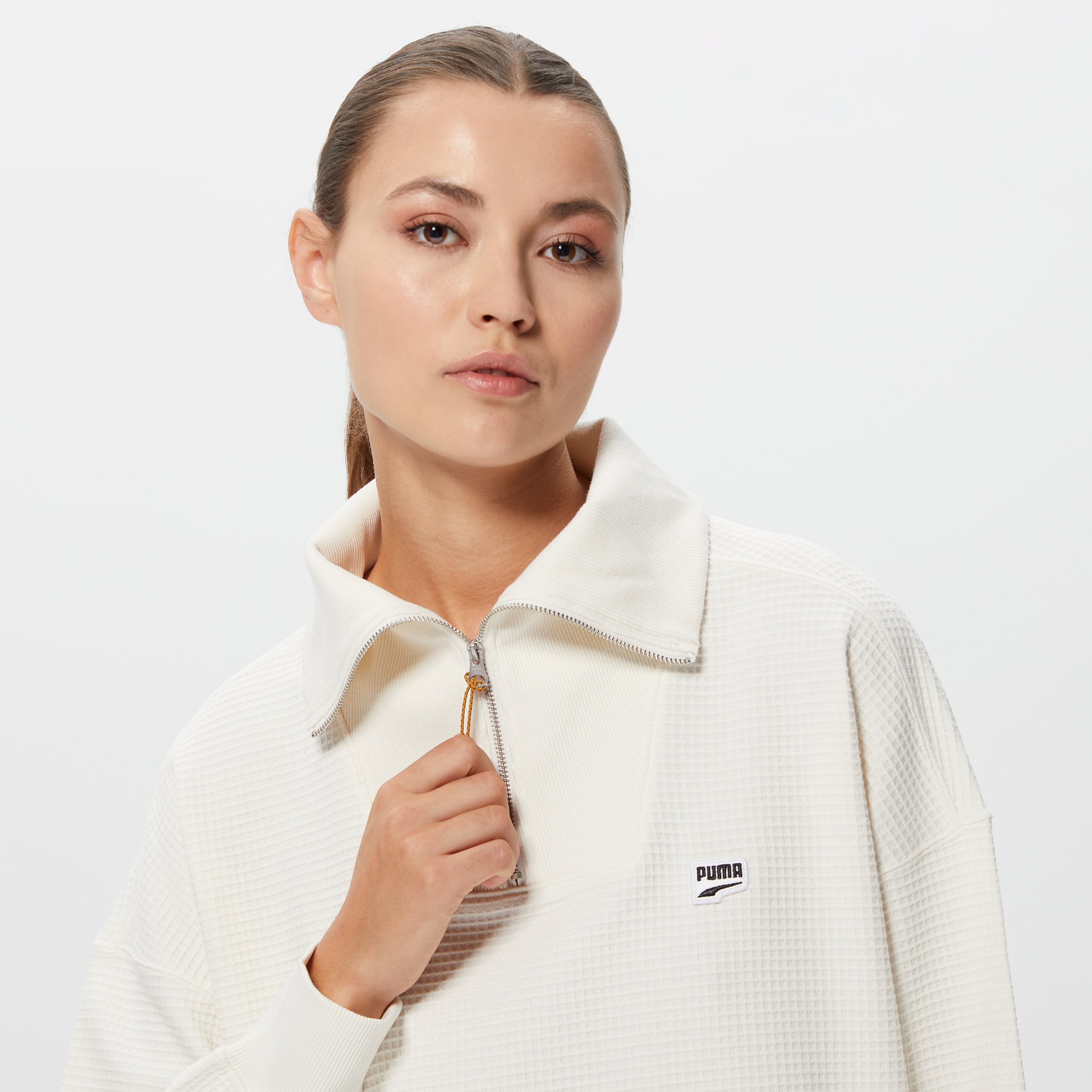 Puma Downtown HalfZip Kadın Krem Sweatshirt