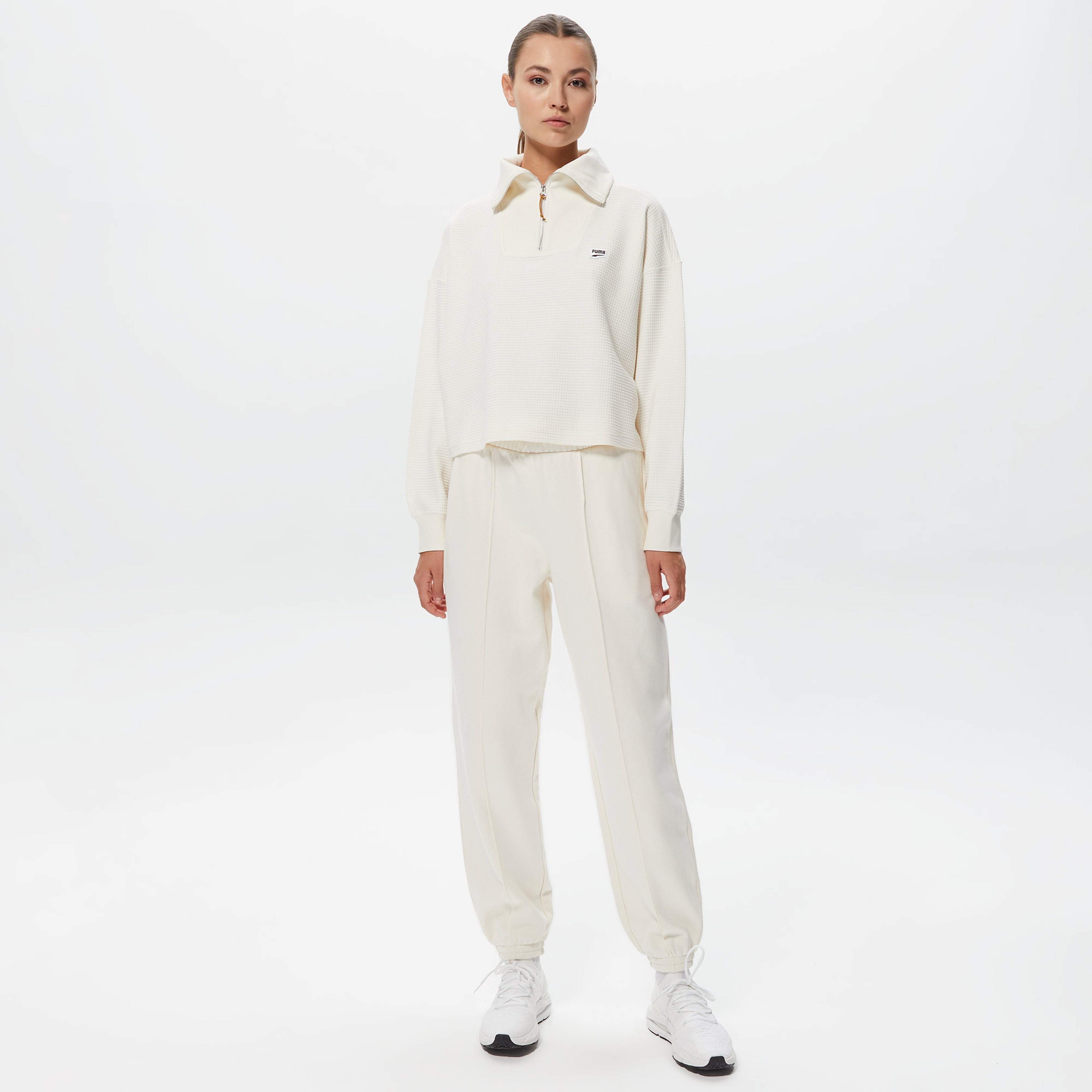 Puma Downtown HalfZip Kadın Krem Sweatshirt