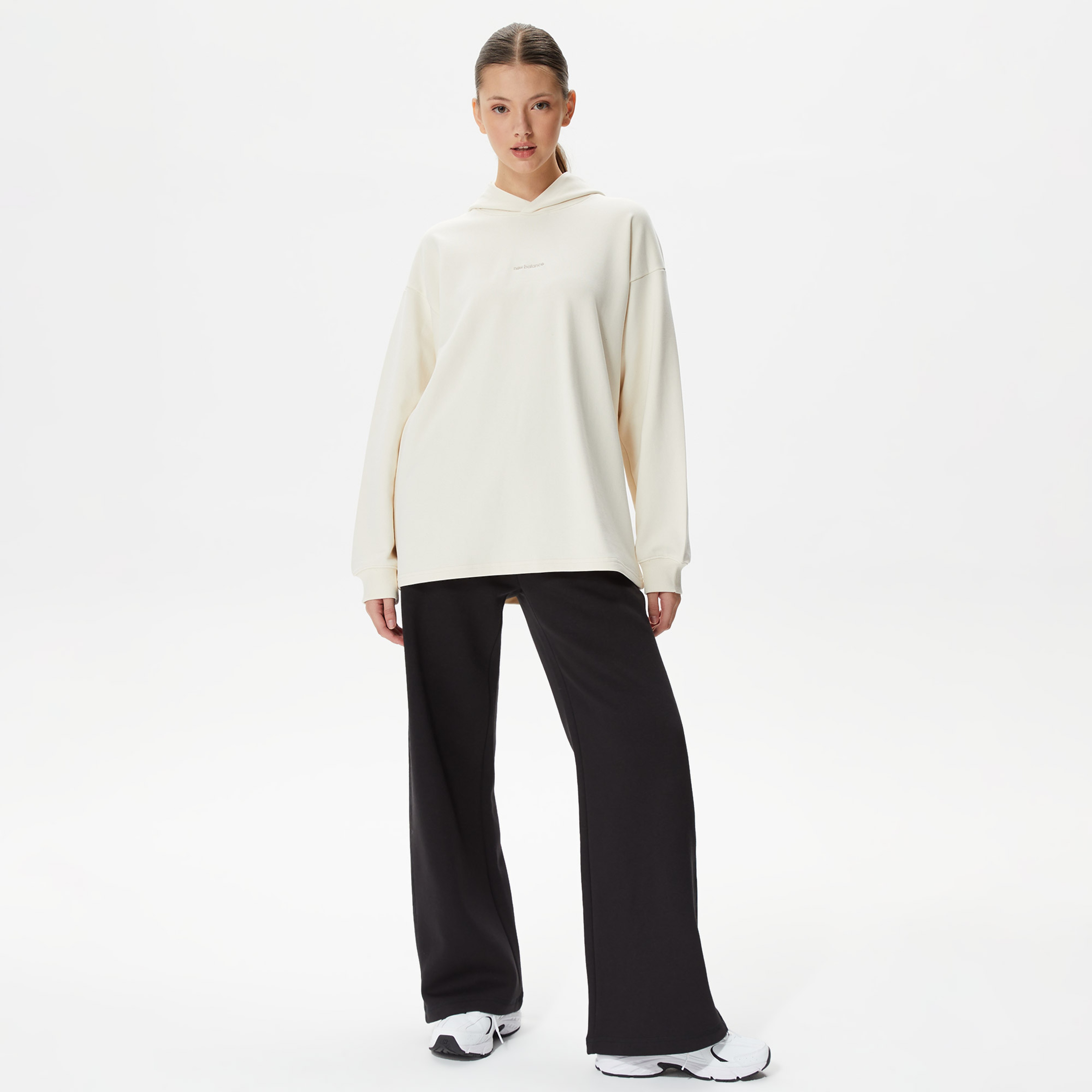 New Balance Athletics Linear Kadın Bej Hoodie