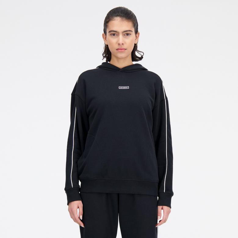 New Balance Essentials French Terry Oversize Kadın Siyah Hoodie