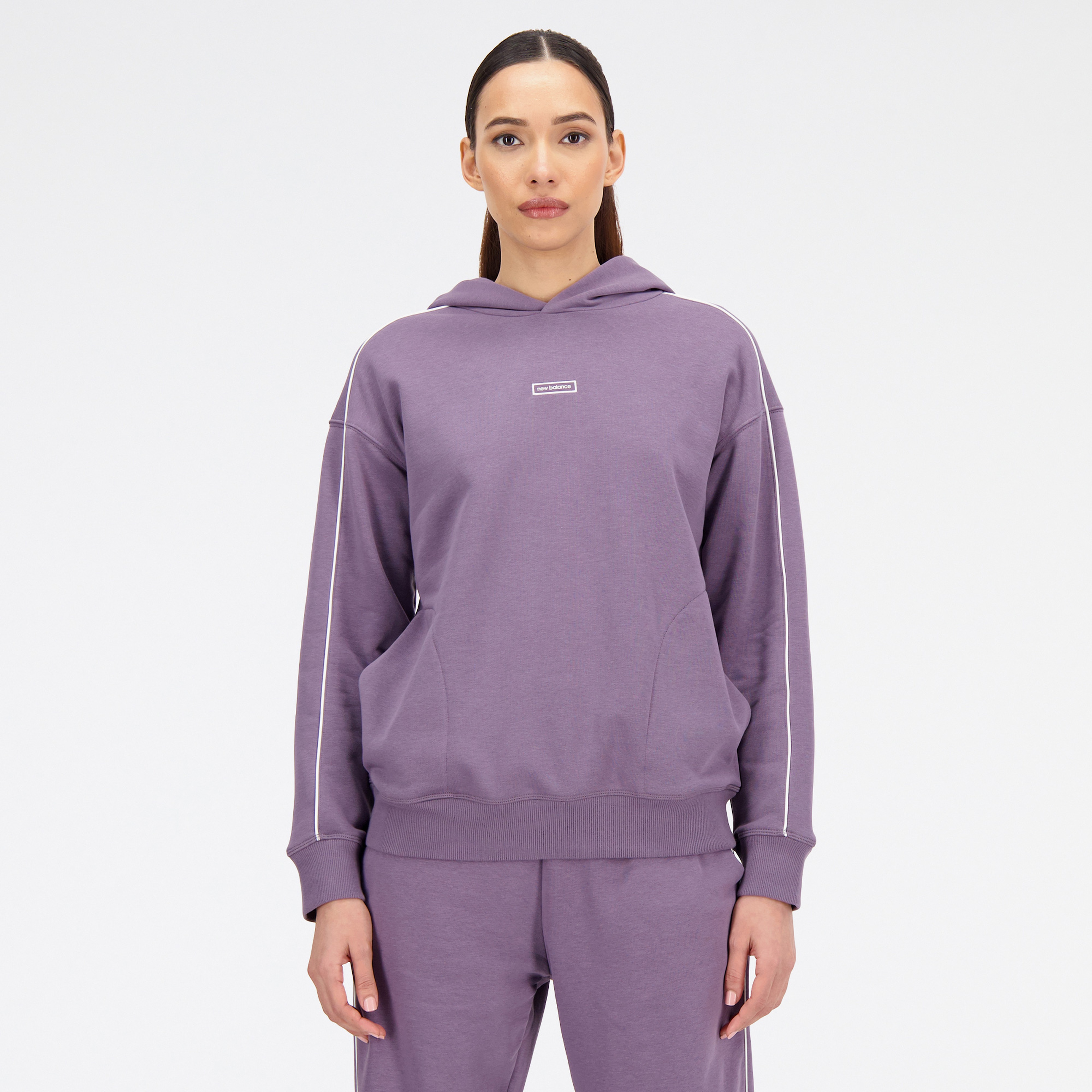 New Balance Essentials French Terry Oversize Kadın Mor Hoodie