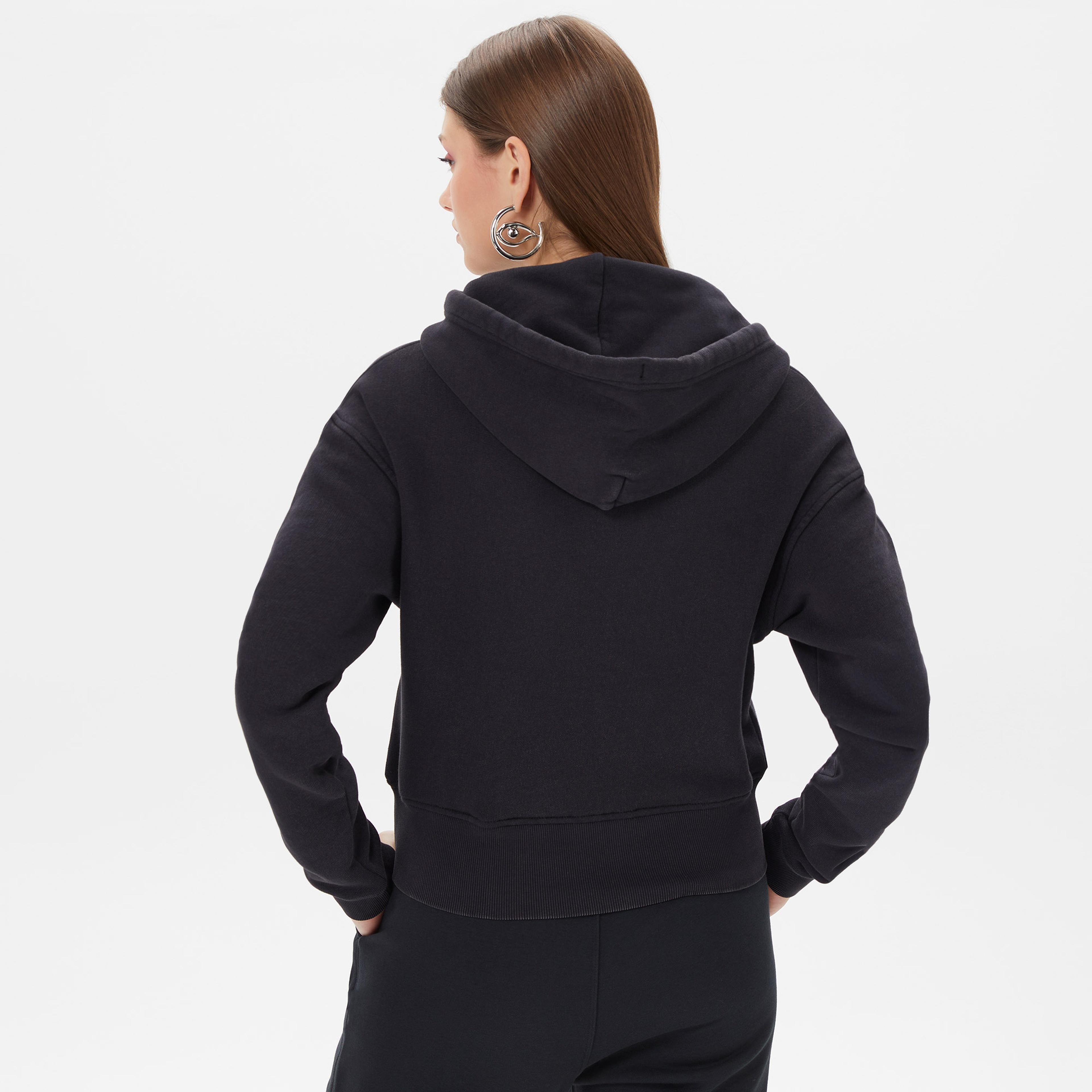 Tommy Hilfiger  Crop Grunge Kadın Siyah Hoodie