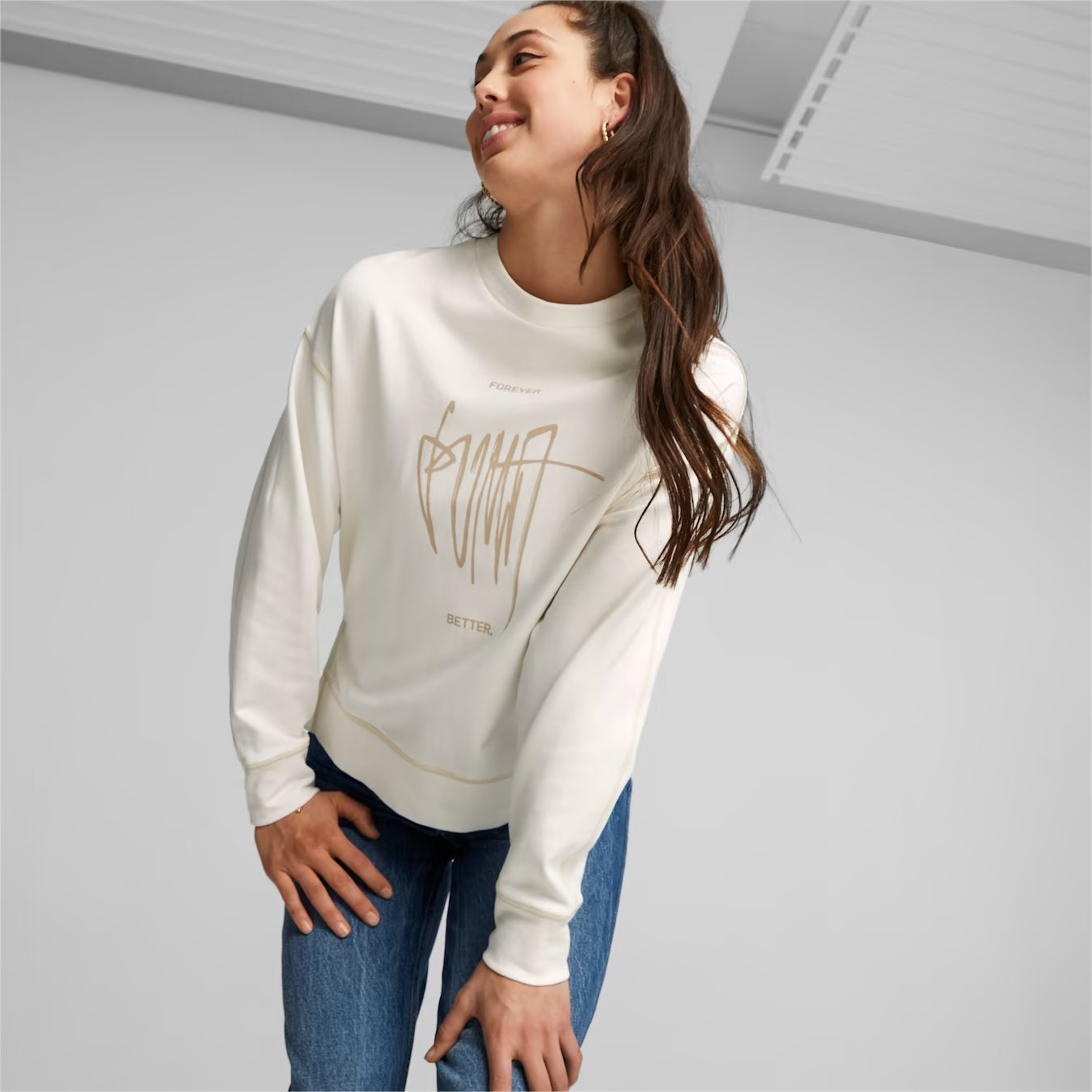 Puma Classics Kadın Beyaz Sweatshirt