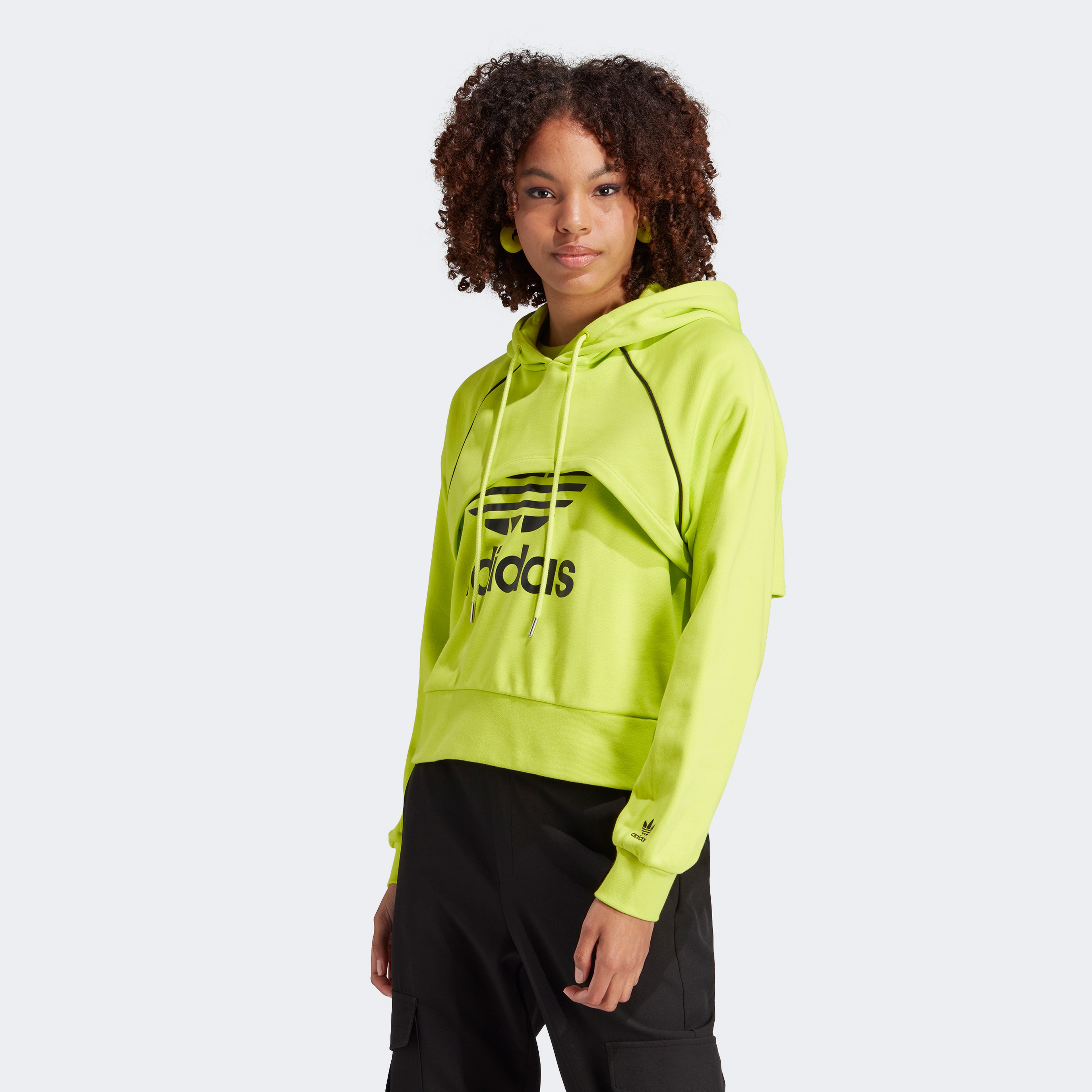 adidas Big Logo Kadın Sarı Hoodie