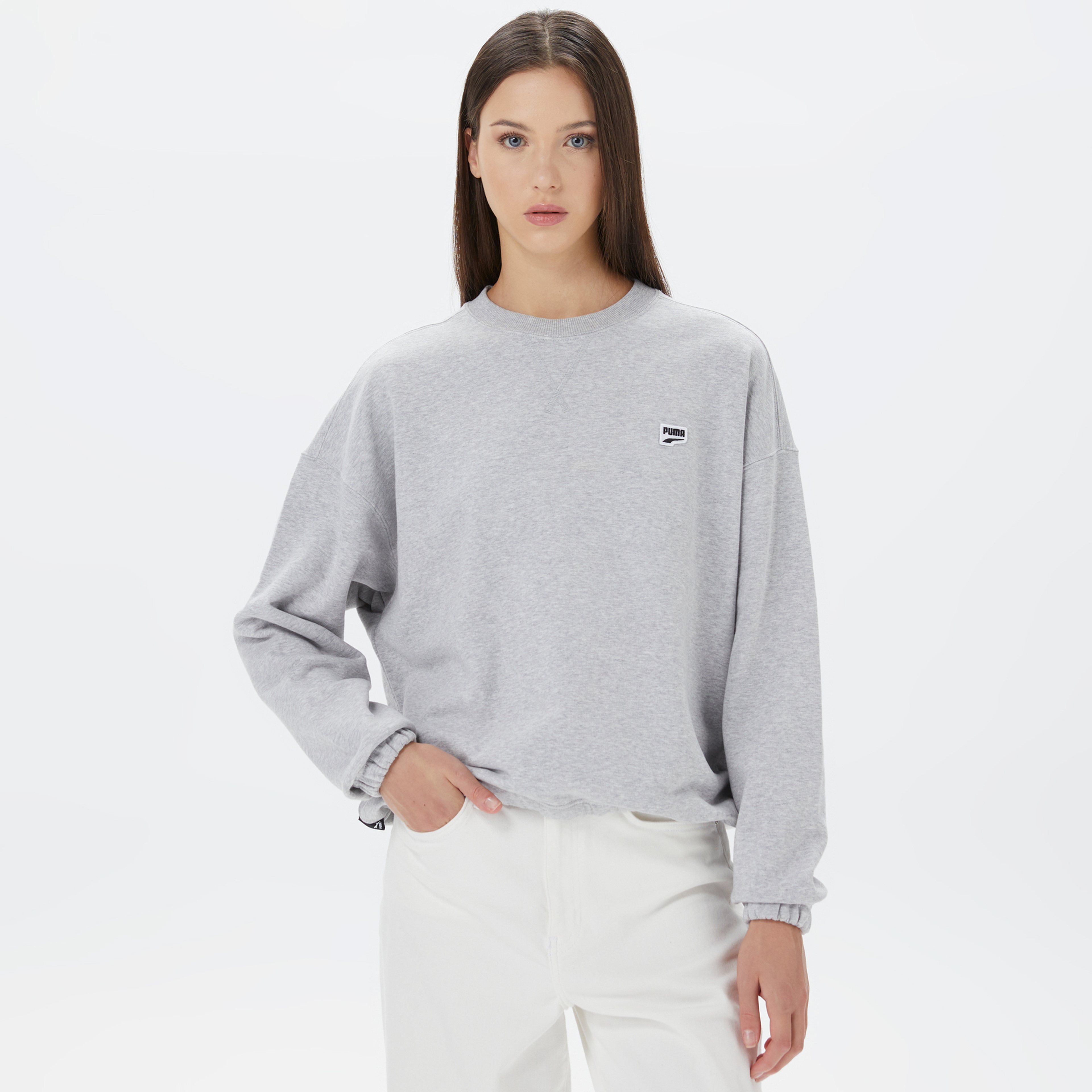 Puma Downtown Kadın Gri Sweatshirt