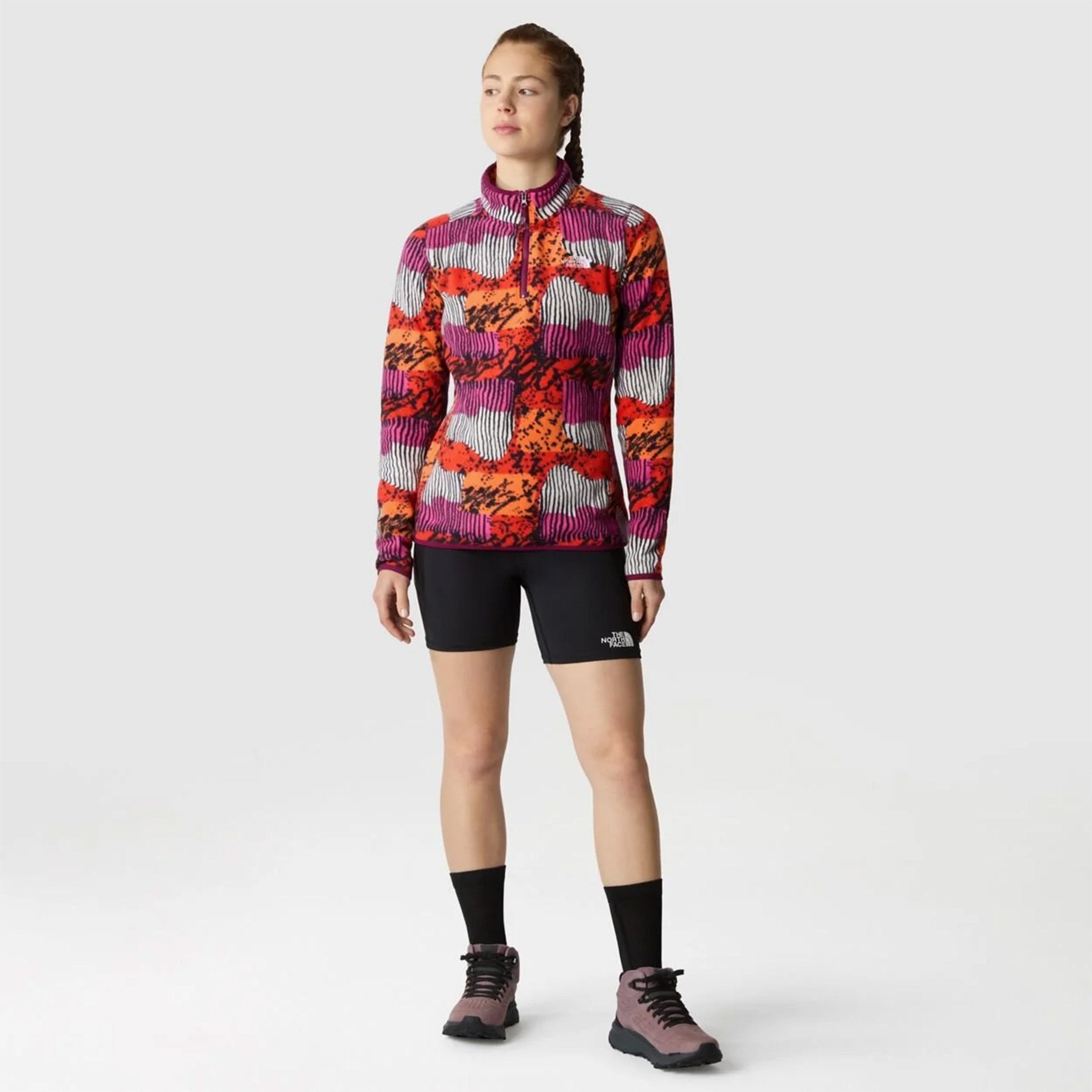 The North Face 100 Glacier Printed 1/4 Zip Kadın Kırmızı Mont